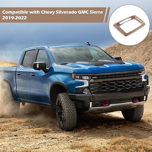 Miniatura 4 de RT-TCZ Marco de luz de cúpula para consola superior Silverado para Chevy Silverado GMC Sierra 2019 up Accesorios interiores de grano de madera