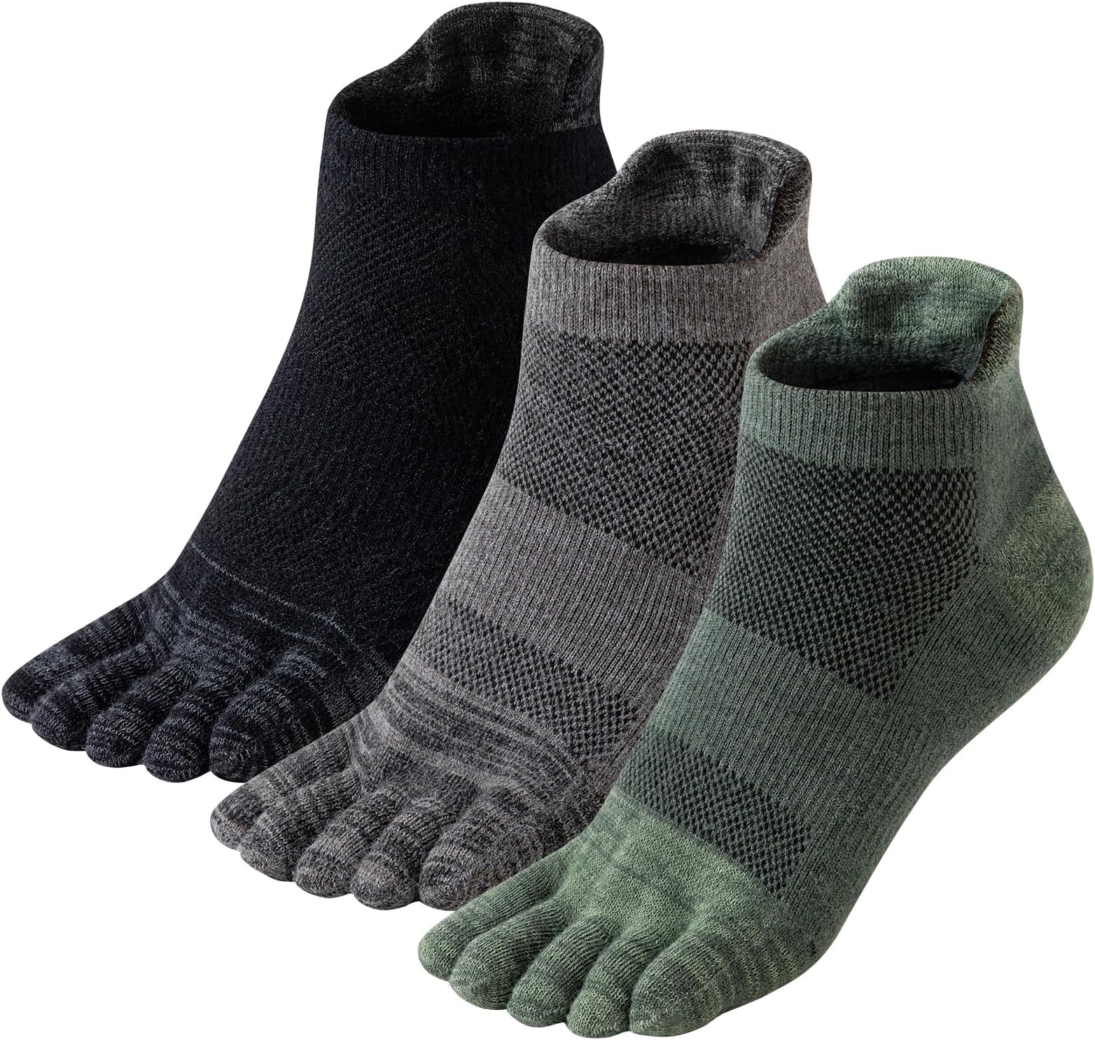 Merino Wool Toe Ankle Hiking Socks Compression Support Breathable Thick Cushion No Show Socks for Women&Men 3 Pairs