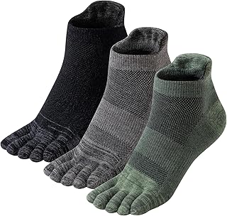 Merino Wool Ankle Toe Socks,Hiking Five Finger Socks for Women Men