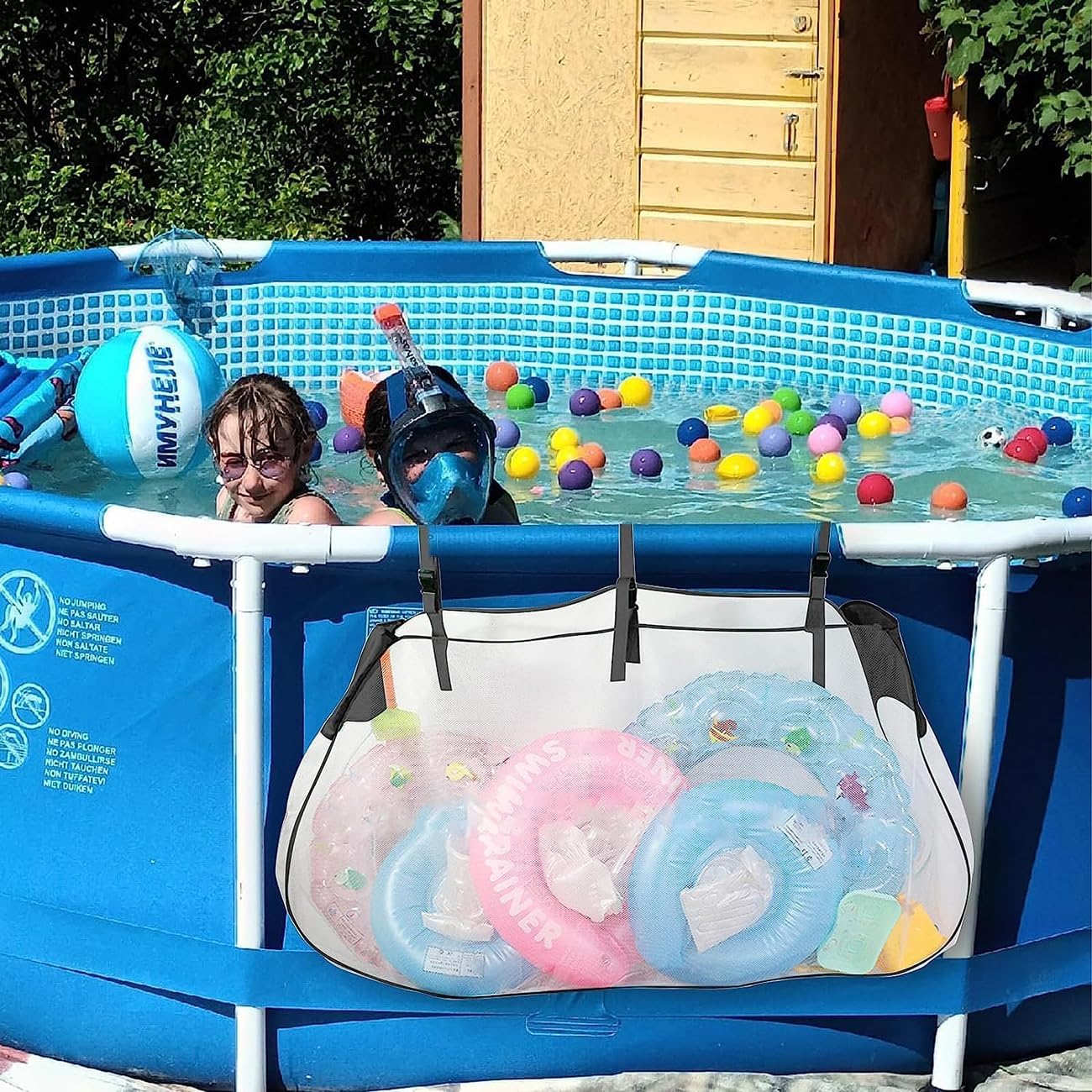 Grand Sac De Rangement Suspendu Pour Flotteurs De Piscine, Pour Balles Et Flotteurs~p130636510
