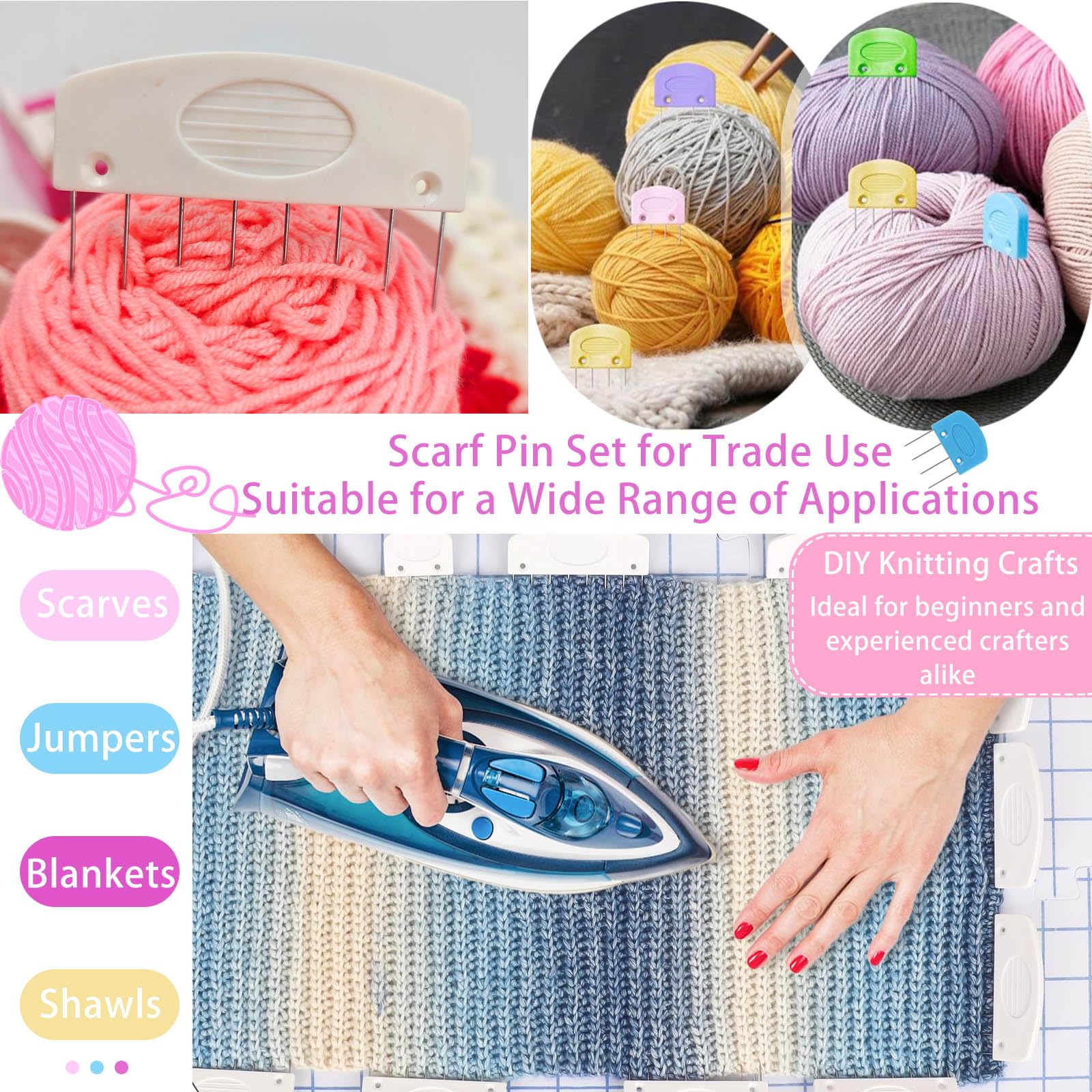 20 Pezzi Knit Blockers Box, Pettini per Blocchi per Maglia, Pettini Bloccanti per Lavori a Maglia, Set di Combs per Ferri a T, Lavoro Fisso per Maglieria Sciarpe e Maglioni, Colorata