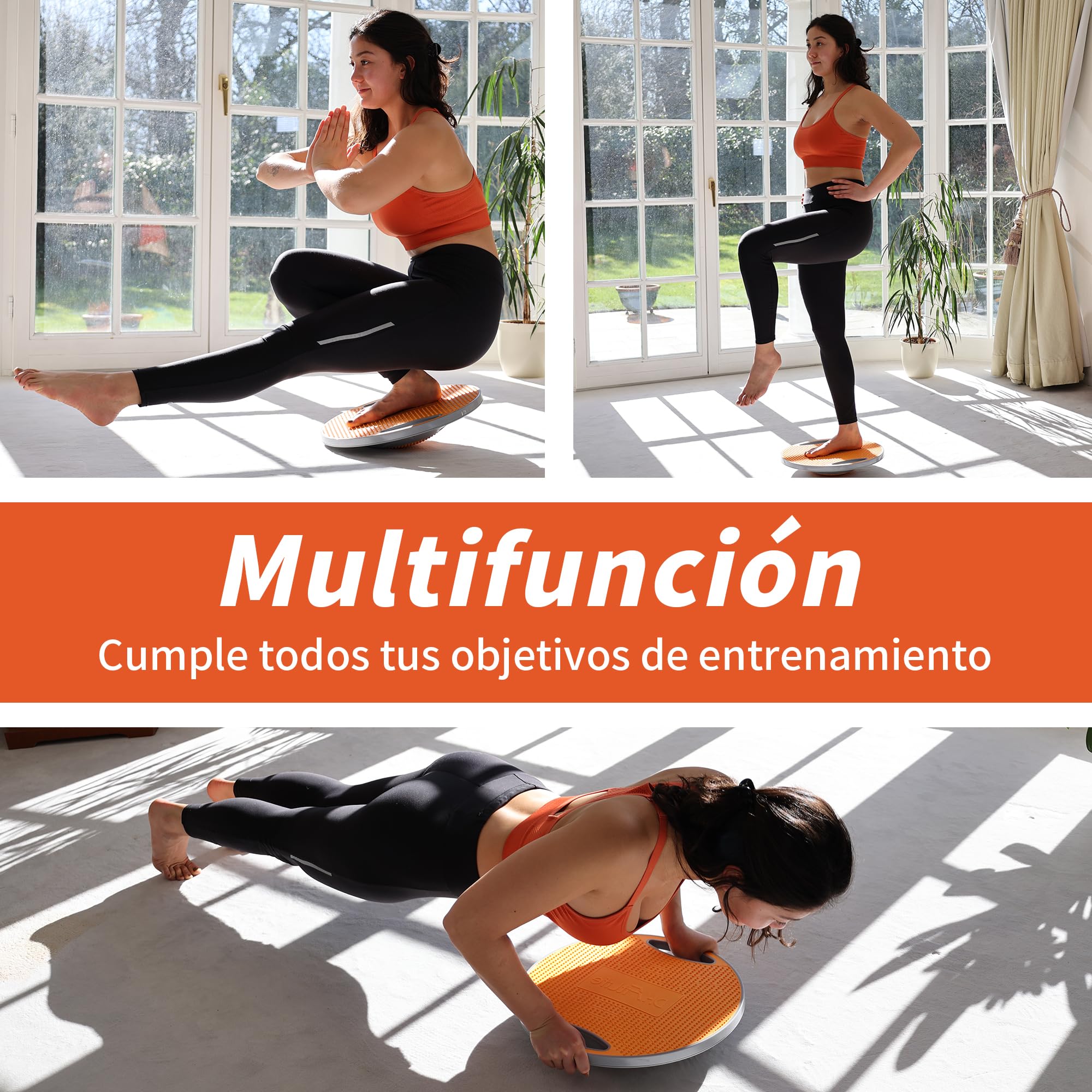 DH FitLife Tabla de Equilibrio, Almohadilla de Equilibrio con Asas, Extra Grande Ø 42cm, Máx. 200 kg, Entrenador de Equilibrio, Balance Board Fitness Adultos y Niños