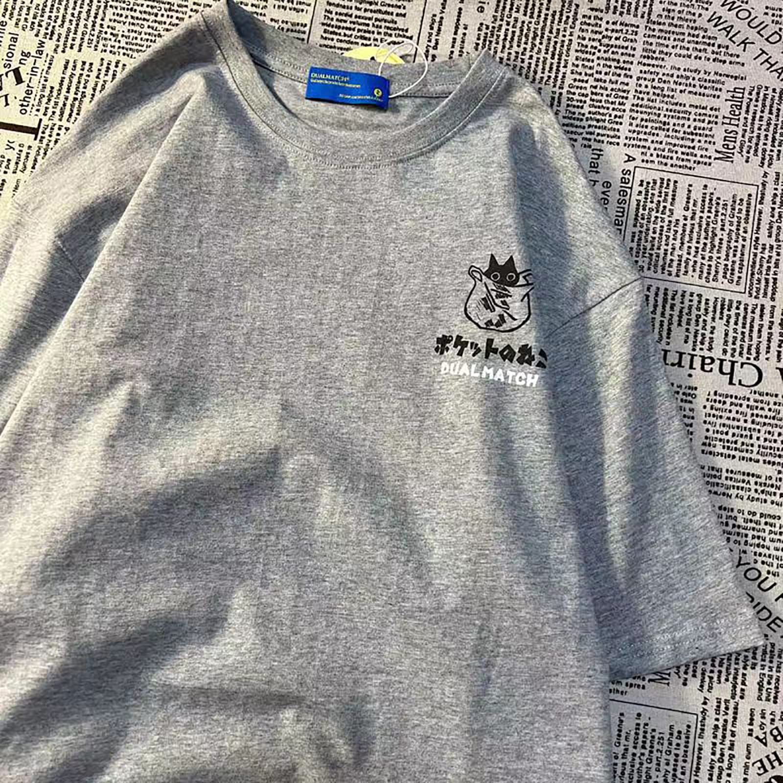 Y2k T-Shirt Cartont Short-Sleeved T-Shirt Women's Harajuku Loose Street Style Gothic Shirt Grunge Clothes: Medium Grey