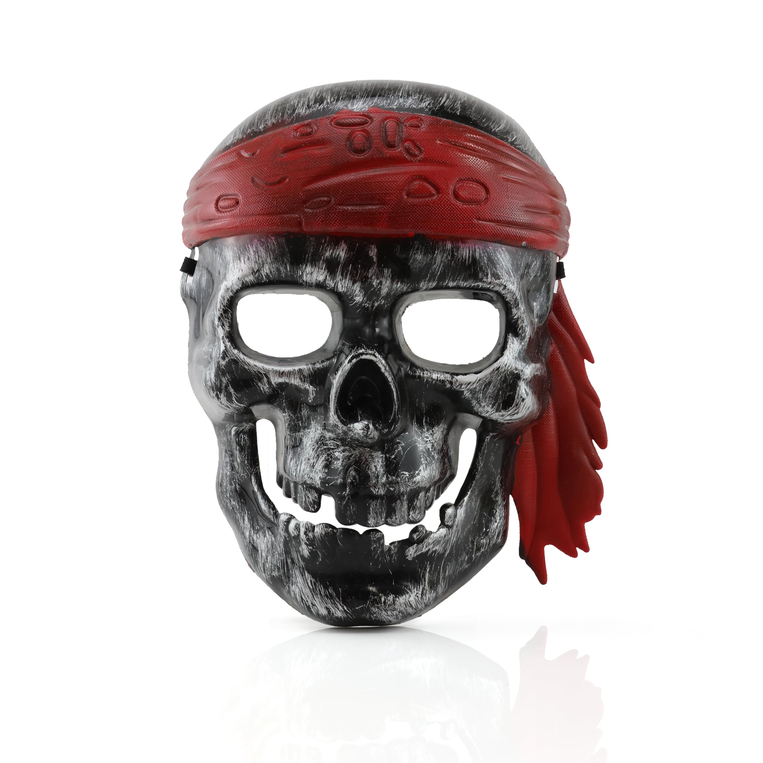 Dziecięca maska piracka – plastikowa maska z czaszką piracką z motywem bandany w 2 różnych kolorach – chłopcy dziewczęta straszne Halloween Swashbuckler kapitan fantazyjny kostium akcesoria