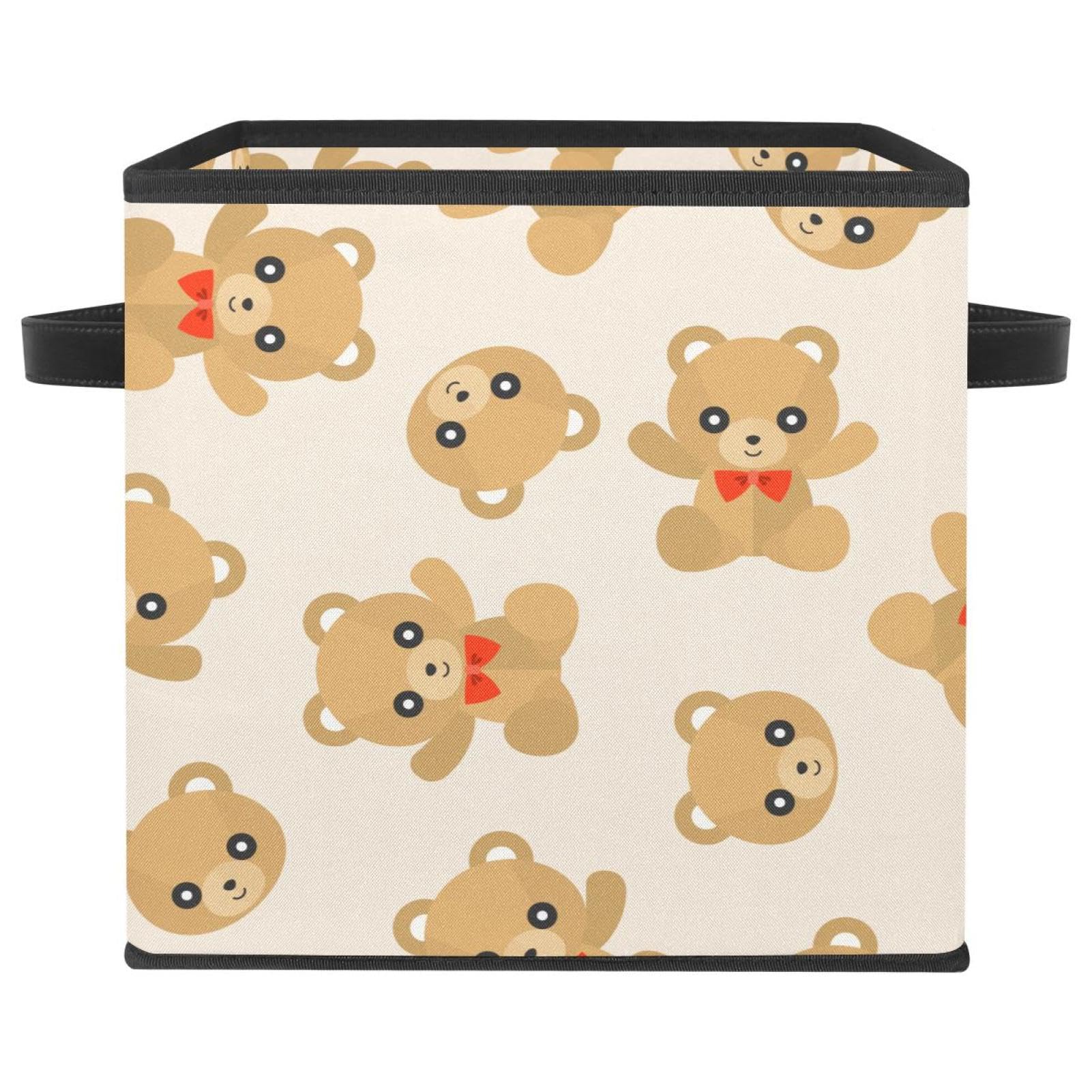 Boîte de rangement enfant cube en tissu pliable motif ours pour organiser les jouets et vêtements