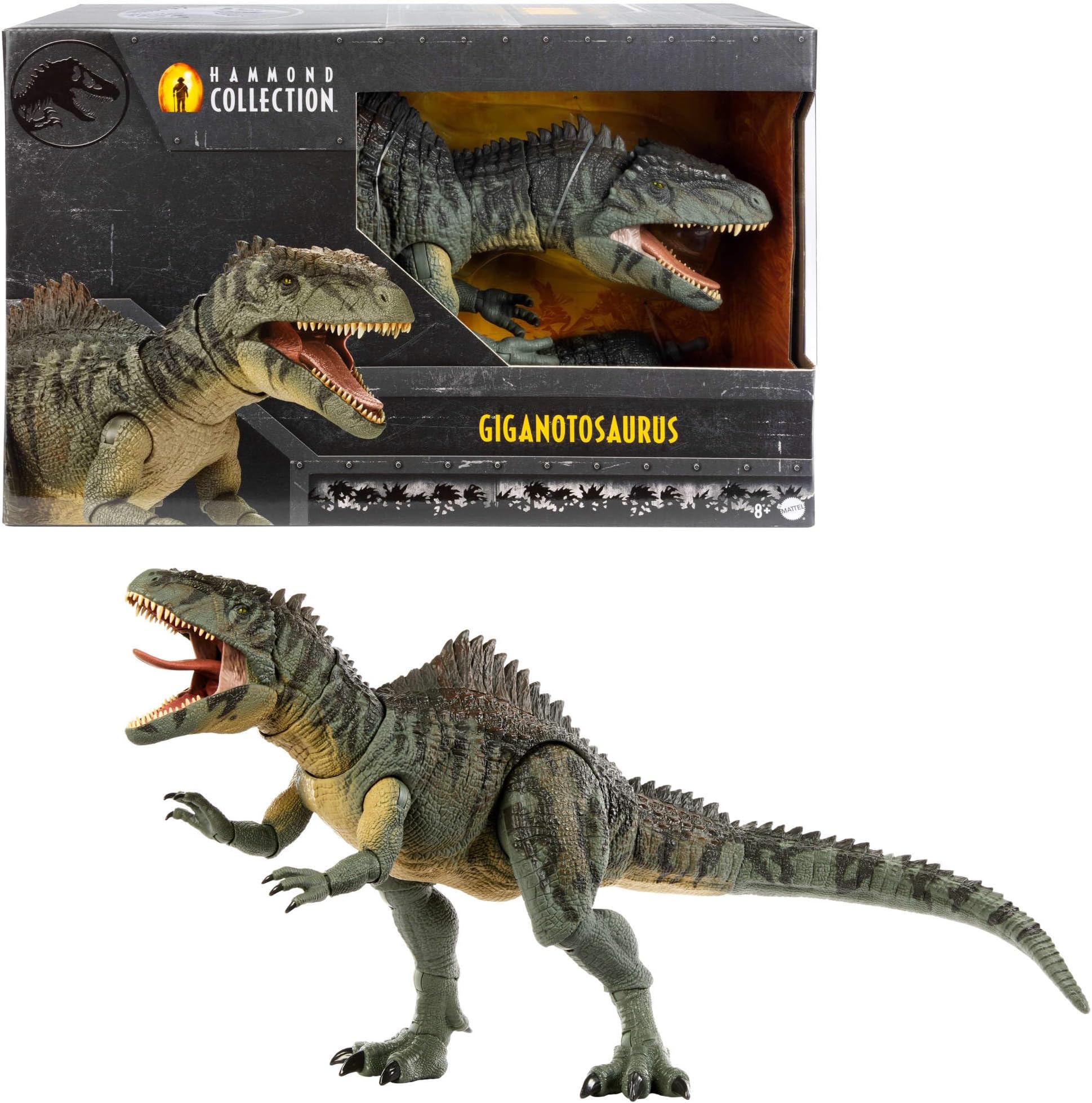 Mattel Jurassic World Dominion Hammond Collection Giganotosaurus Dinosaur Figure, 21 Articulations, Glass Eyes, Wired Tail & Posable Tongue, HXF57