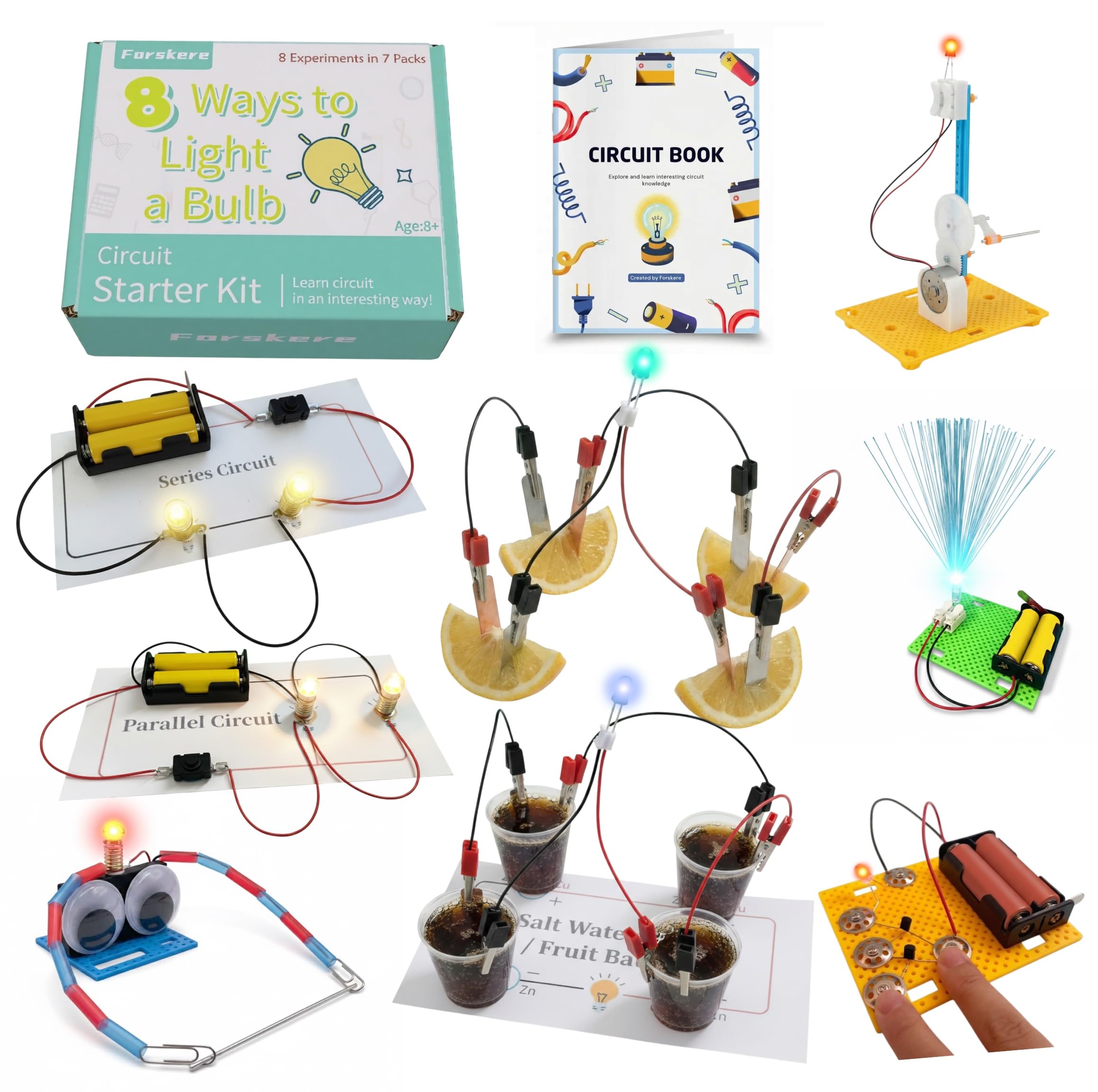 STEM Electric Circuit Kit for Kids Ages 8+,Educational Science Kit | 8 Experiments,Science Circuit Kits for Students, Circuits Engineering Projects for Science Fairs, Home & Classroom Learning