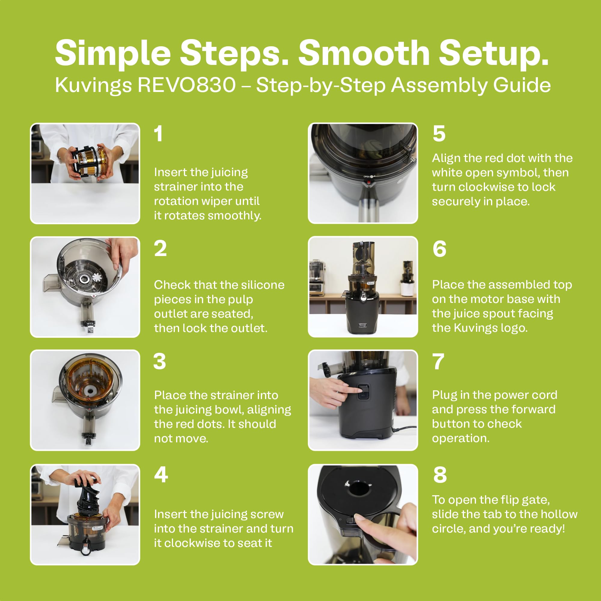 Kuvings Whole Slow Juicer REVO830 Cold Press Masticating Juicer Machine | Extra Wide 88mm & 48mm Food Chutes - Quiet Strong Motor Auto-Cut Fruits & Veggies - Smoothie Sorbet Attachment - Matt product thumbnail 4