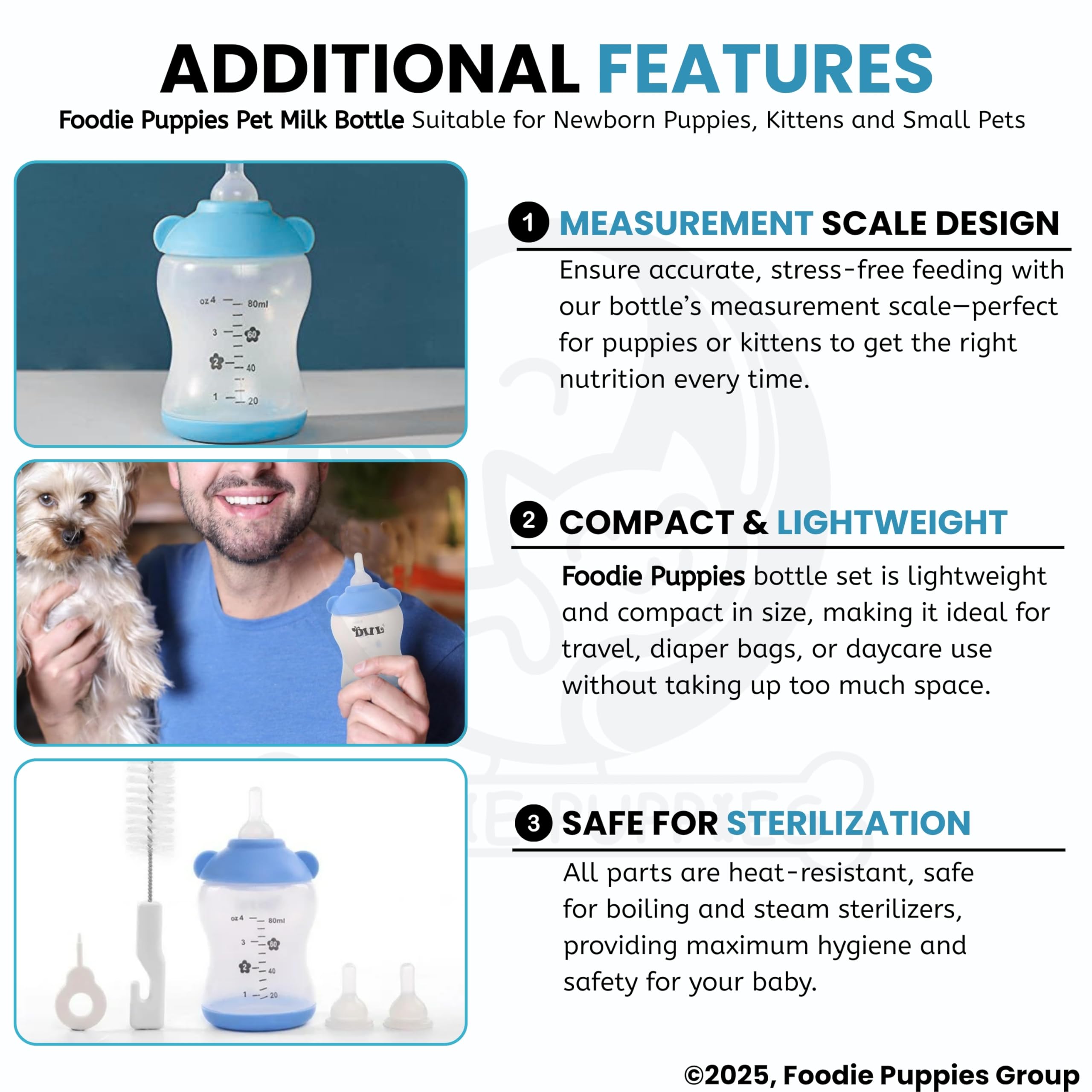Foodie Puppies Pet Feeding Bottle Kit for Dogs, Puppies and Cats - (80 ml) | Milk Nursing Bottle with Accessories | BPA-Free, Portable, Durable and Safe Pet Hydration 3