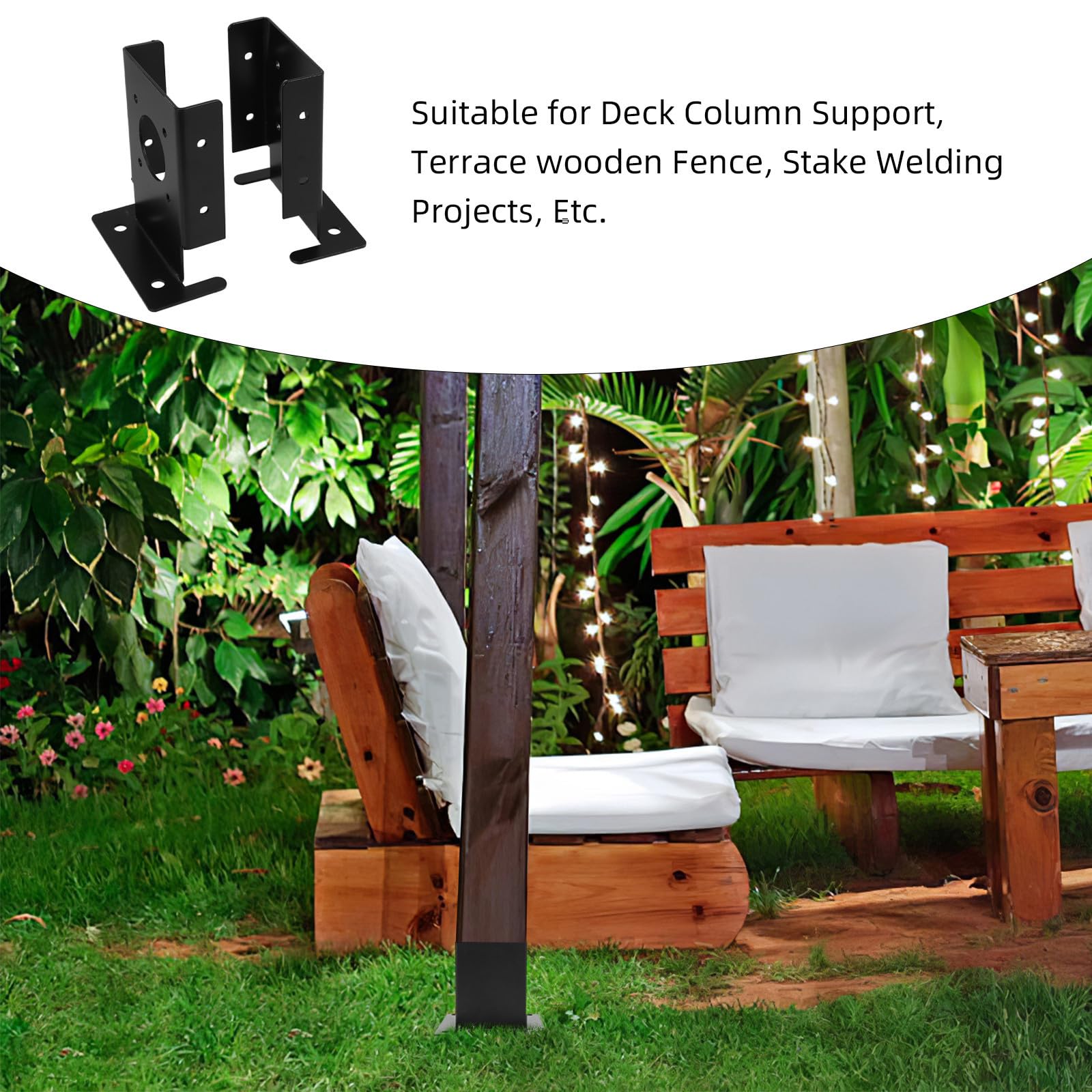 4 Piezas Soporte para Poste de Jardín en Metal Negro