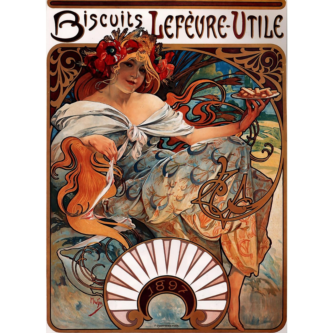 Toile Alphonse Mucha Biscuits Lefèvre: décoration murale pour intérieur chic - 2