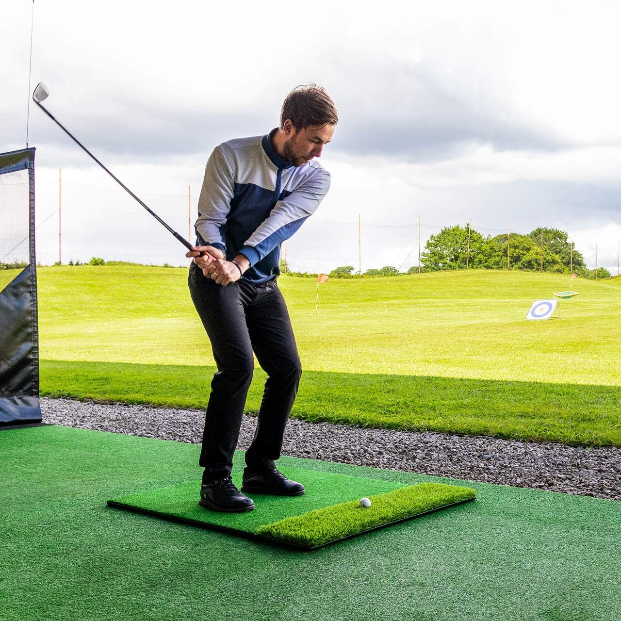 FORZA Dual Turf Golf Practice Mat 4ft x 3ft – Golf Hitting Mat with Rough & Fringe Turf – Heavy-Duty Shock Pad Golf Swing Training Mat for Backyard, Garage & Indoor Golf Practice