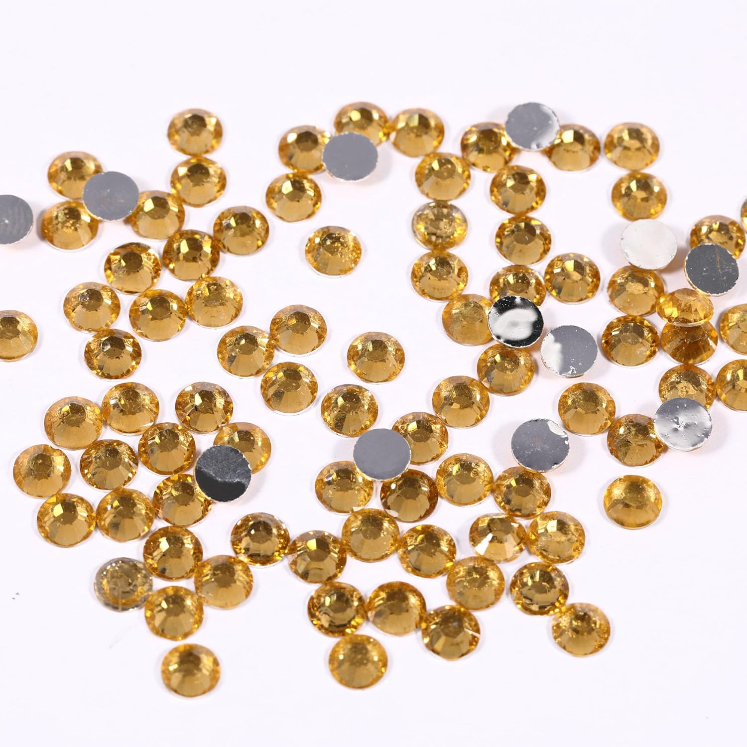 2000 Pcs Flat Back Crystal AB Flatback Rhinestones Round Glass Gems Beads Diamond for Nail Art,Craft Decorations,Clothes Shoes DIY (Gold, 4mm) - Image 2