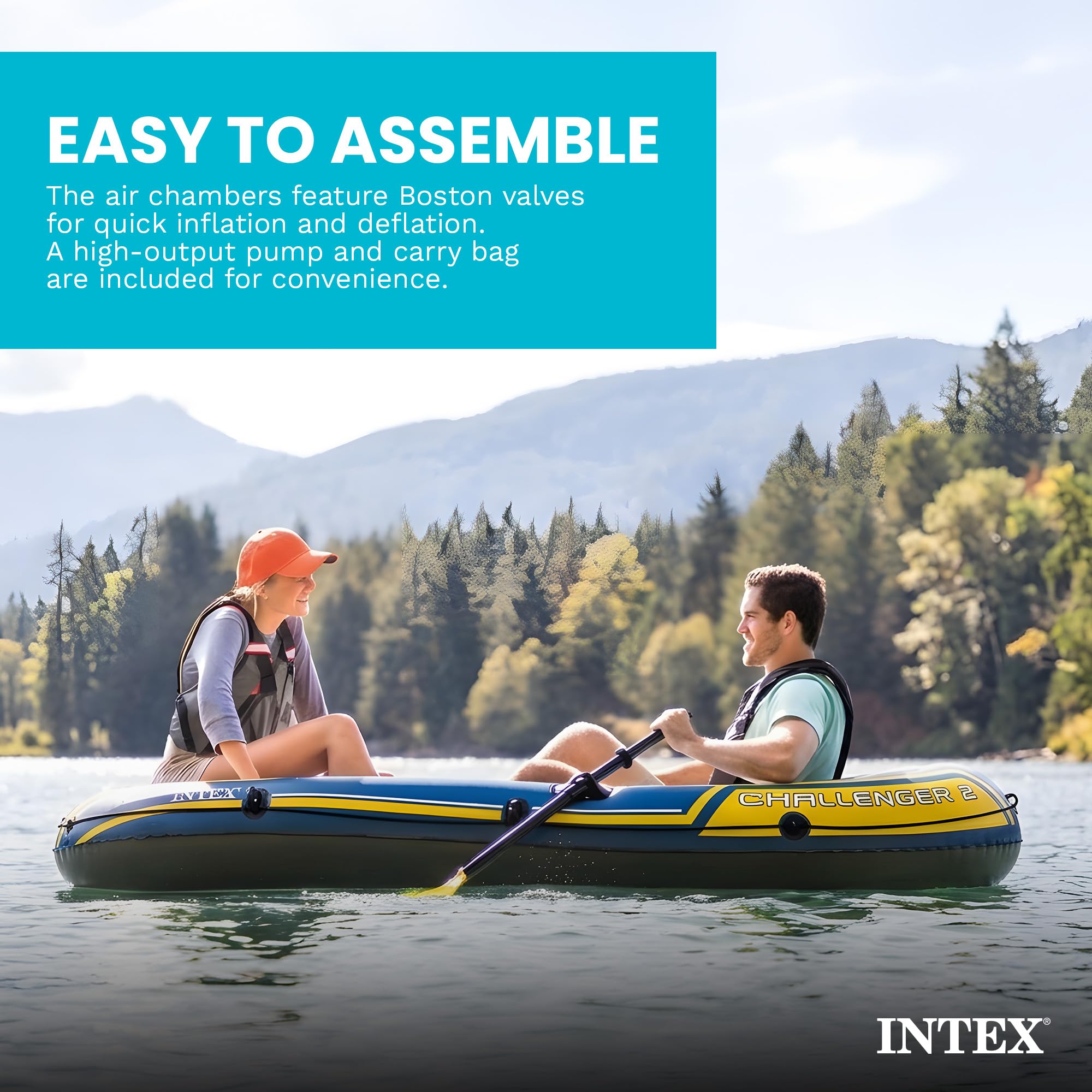Intex Challenger 2 Schlauchboot Blau/Gelb 236 x 114 x 41 cm, 1 Stück