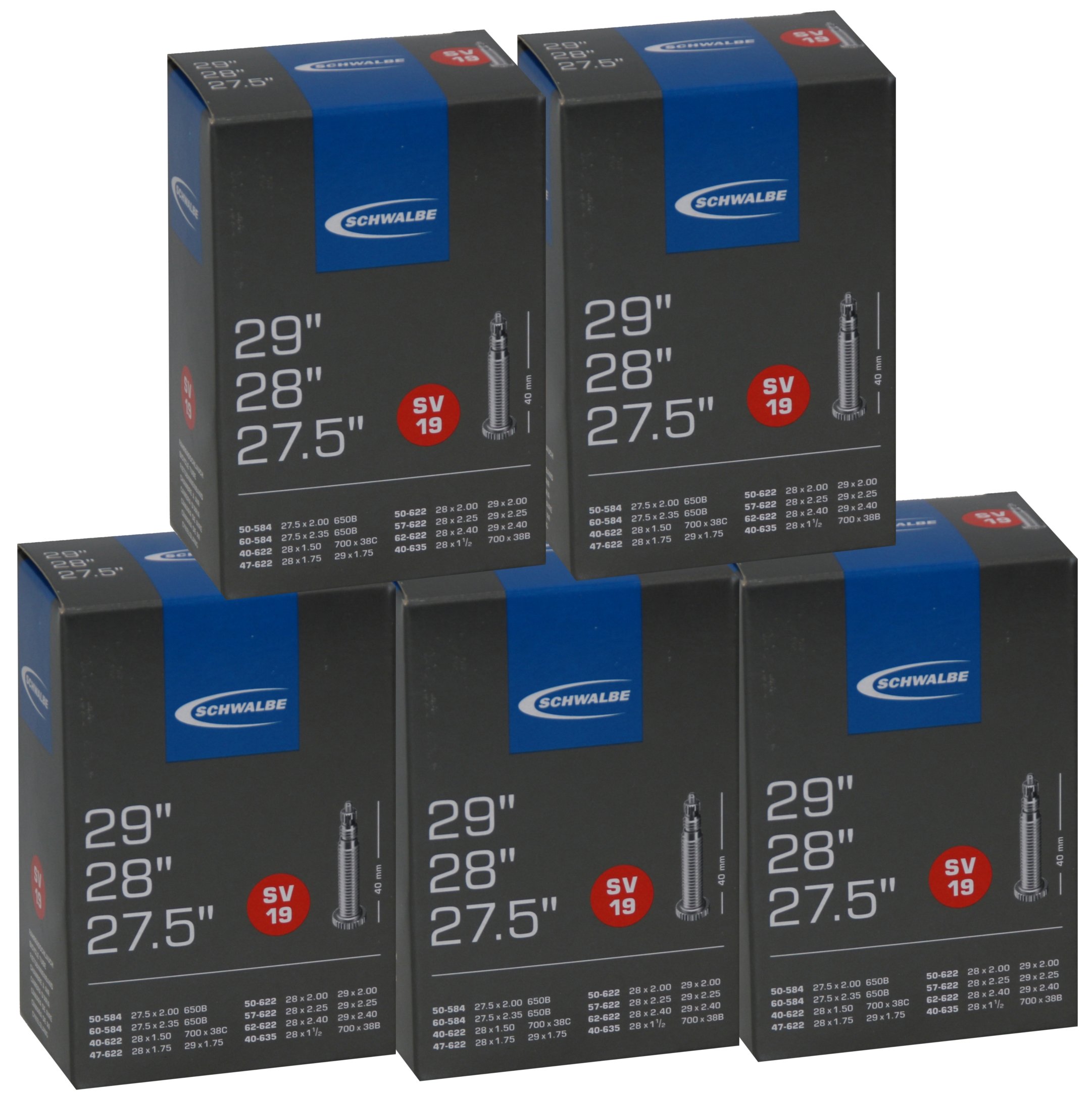 Schwalbe Fahrradschlauch SV 19-27,5", 28", 29" - 5er Set
