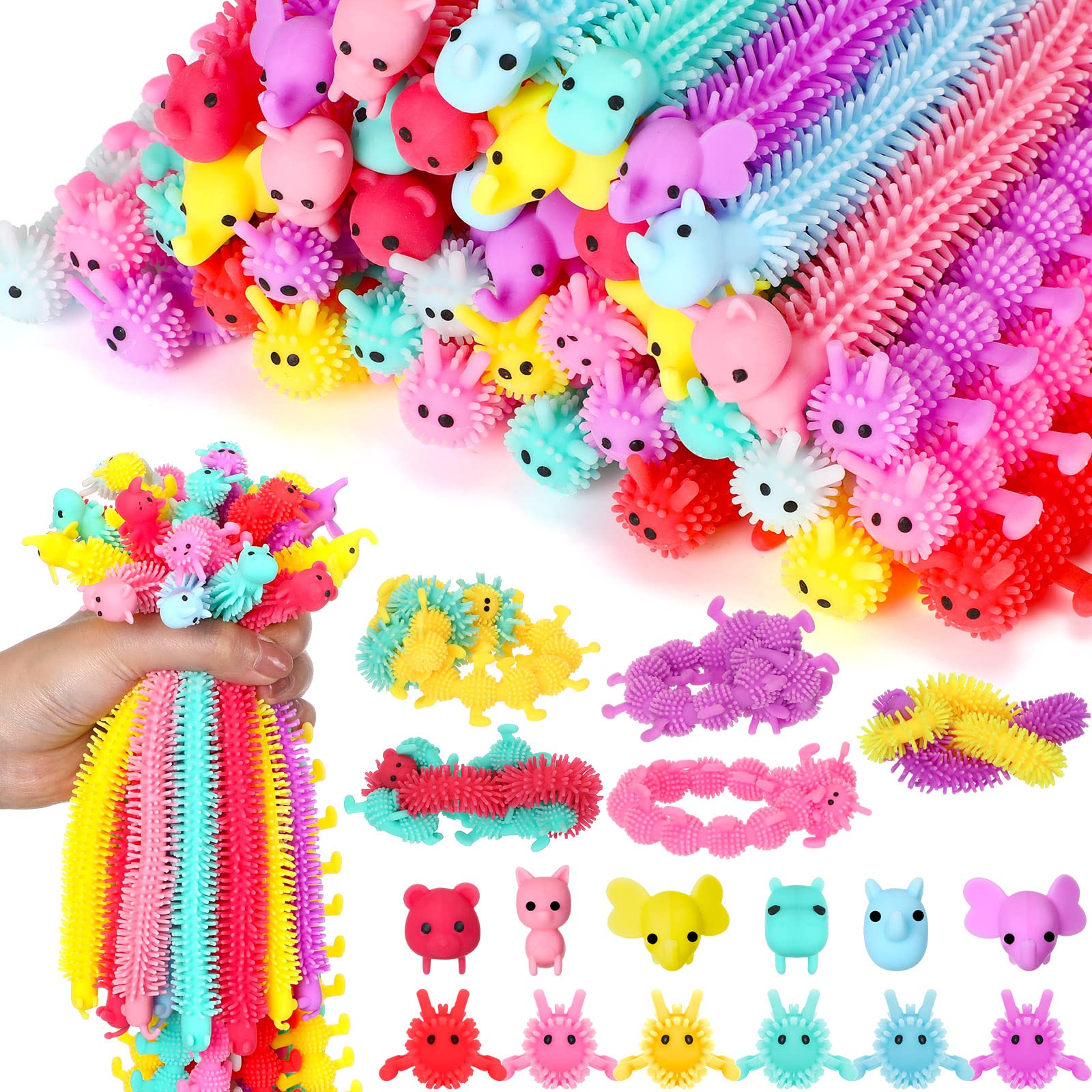 Photo 1 of Chivao Bulk Stretchy String Fidget Toys Animal Sensory Noodles Toys Pack Worm Sensory Stress Fidget Toys for Adults Stress Anxiety Relieve Relaxing Party Favors(100 Pack, Multi Style) 100 Multi Style