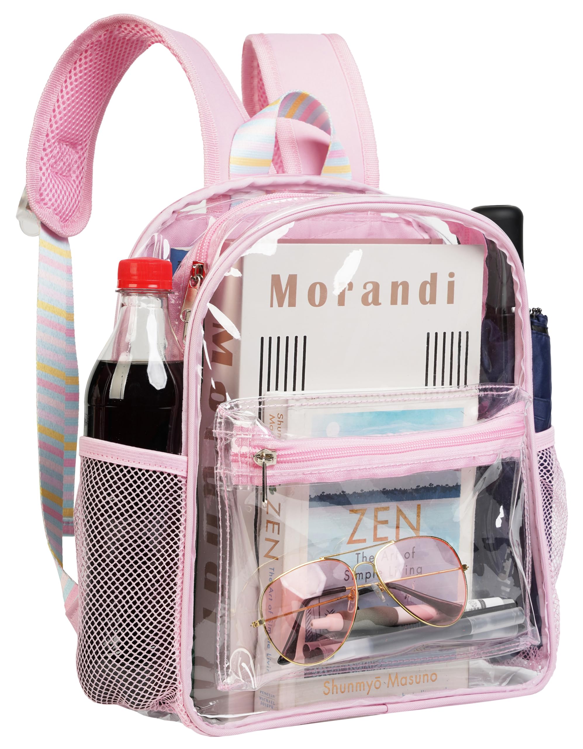 ZENPUNK Clear Backpack for Stadium Events, 12x11x5 Stadium Clear Bag, Pink