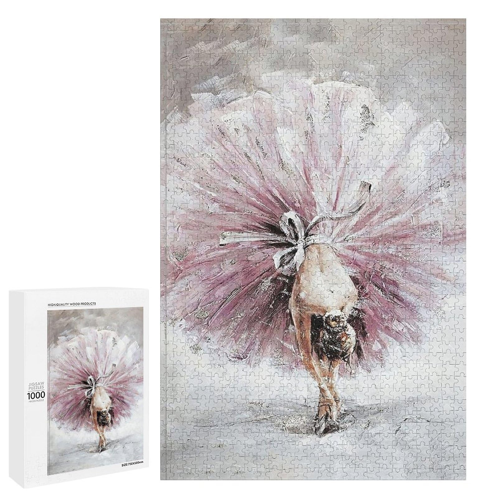 Jigsaw Puzzles 1000 Pieces for Adults,Fun Girl Ballerina Ballerina Dancing Puzzle Watercolor Ballerina Jigsaw Wooden Puzzles Kids Puzzle Leisure Puzzle Games Fun Toys Girls Adult Teen Gifts