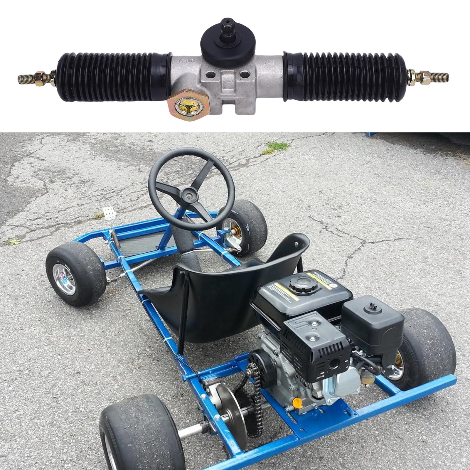 Lenkgetriebe Zahnstange Ritzel Montage Lenkgetriebe und Ritzel Lenksystem 30T 420mm Hochhärte Metall Legierung mit Staubs Chutz Gummi Buchsen für Go Kart ATV UTV Quad