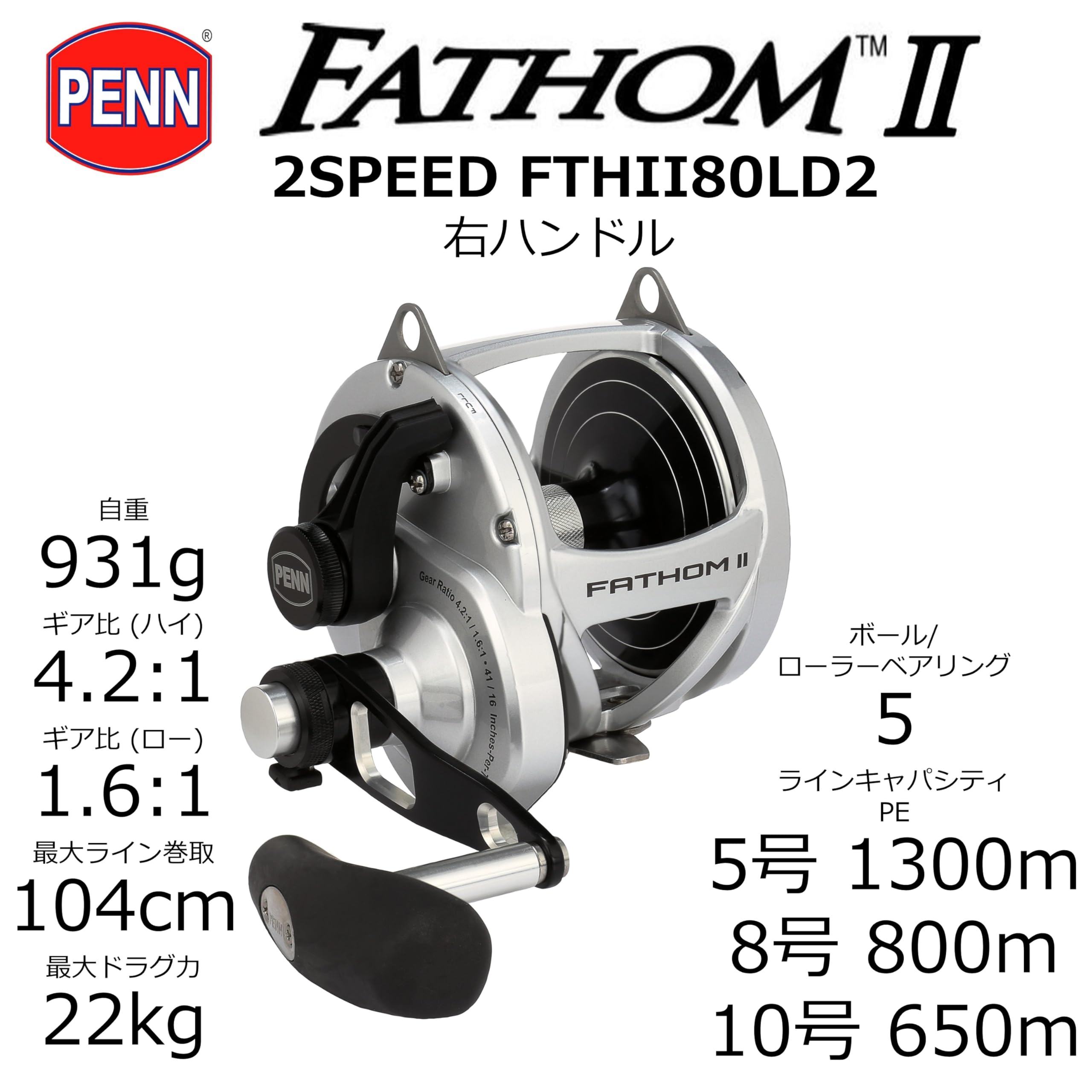 Amazon.com : Fathom II Lever Drag 2 Speed - 80LD2 Conv Reel Box
