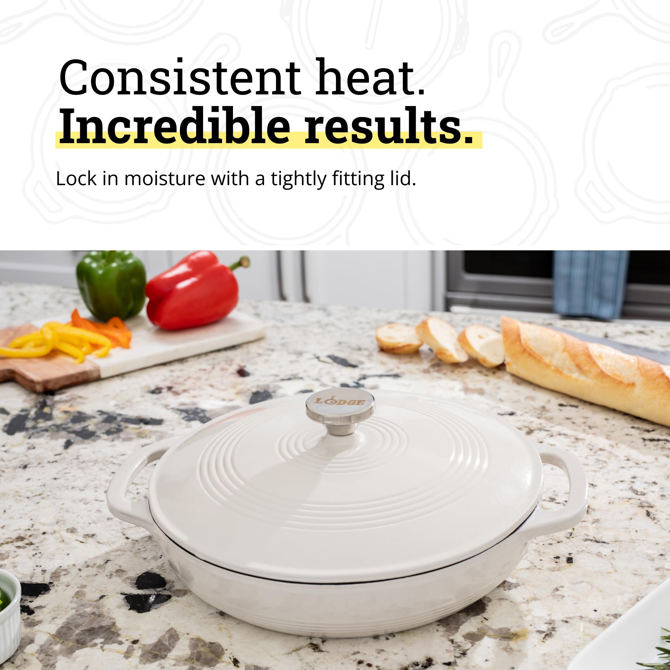 Lodge Enamel Cast Iron Braiser - 3.6 Quart -5 Lodge Enamel Cast Iron Braiser - 3.6 Quart -5