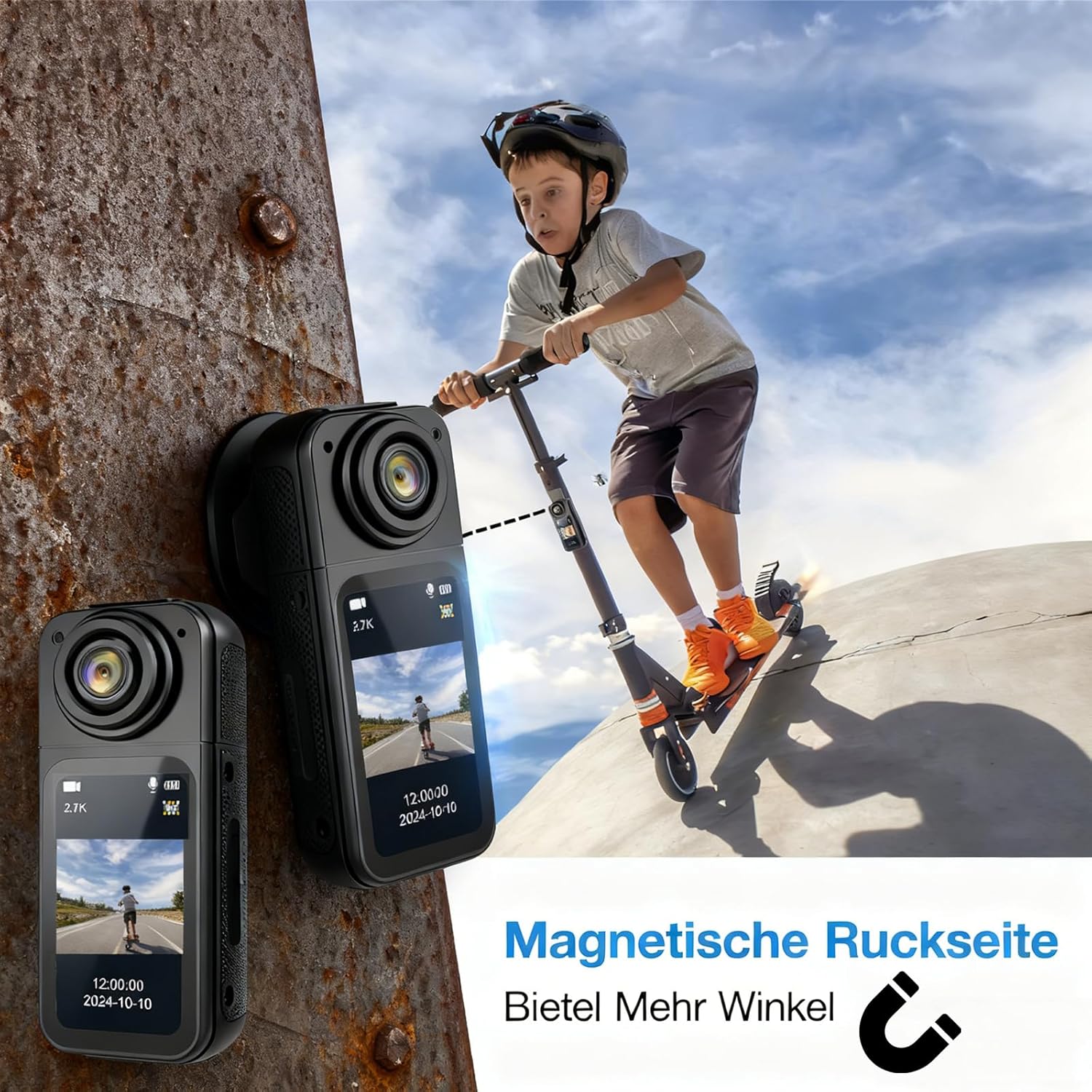 Lottsall G261 Action Cam 64 Go 180° Rotatif 2,7K HD Bodycam avec écran