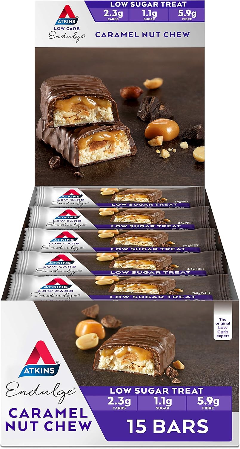 Atkins Endulge Caramel Nut Chew Bars Keto Friendly Bars 15 x 34g