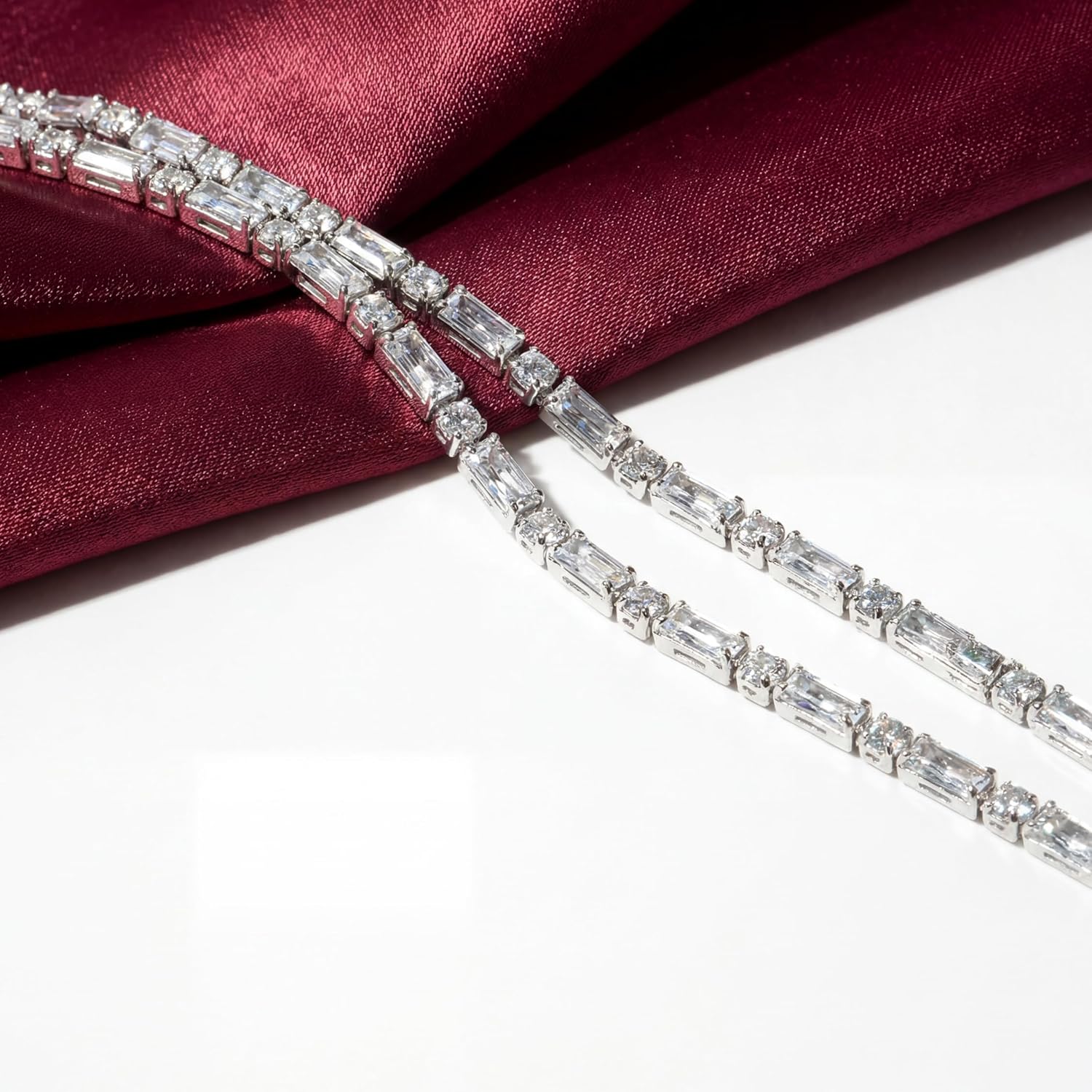 Emerald Cut and Round CZ Diamond Tennis Bracelet for Women Dainty Handmade Silver Jewelry Gifts for Mom Graduation Mothers Day Gifts for Wife Daughter Sister