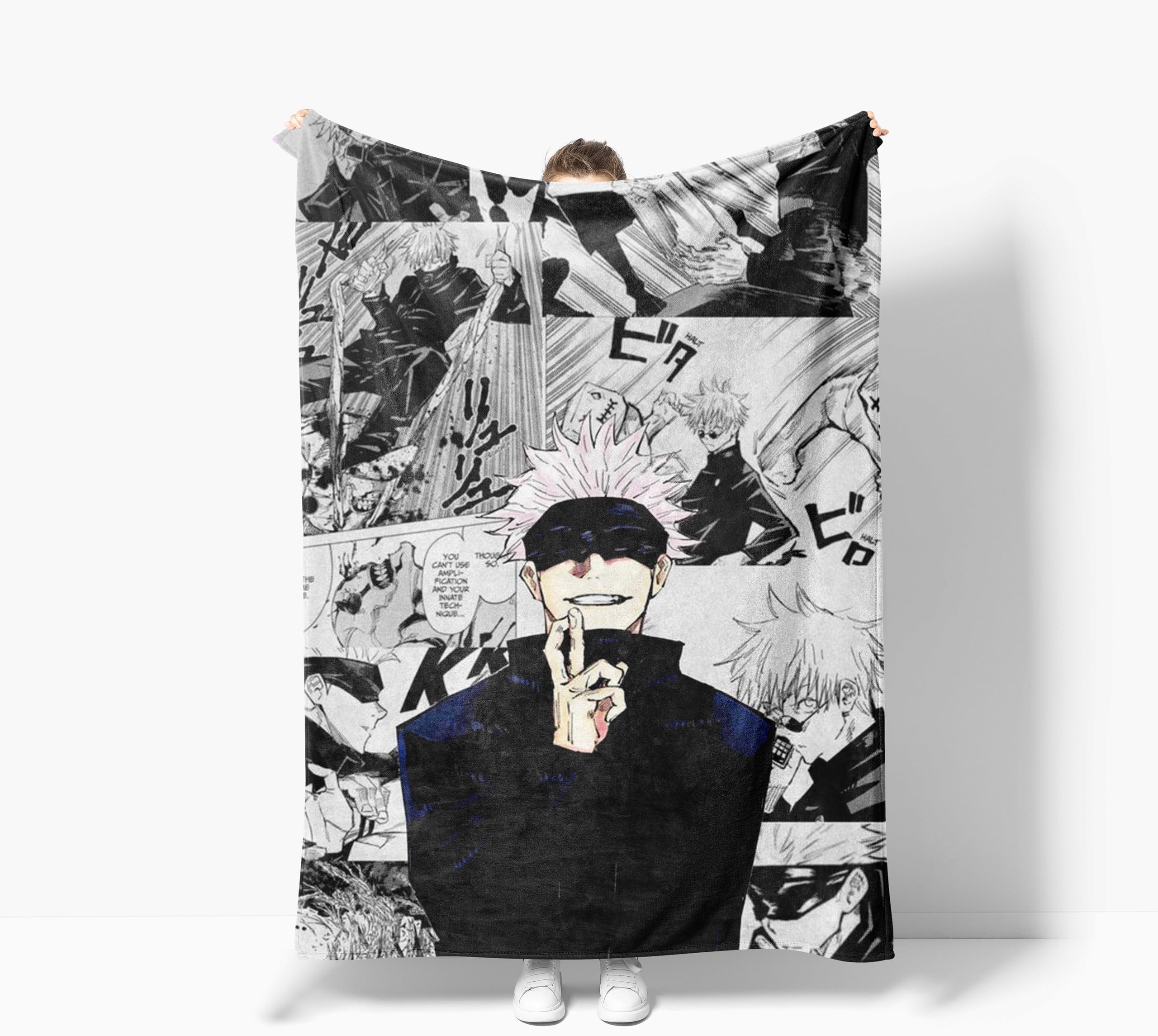 Zhongkaihua Anime Blanket Itadori Yuuji/Okkotsu Yuta/sukuna/Fushigura Megumi/Gojo Satoru Anime Print Flannel Blanket Cartoon Bedding Ultra-soft and warm Nap Blanket