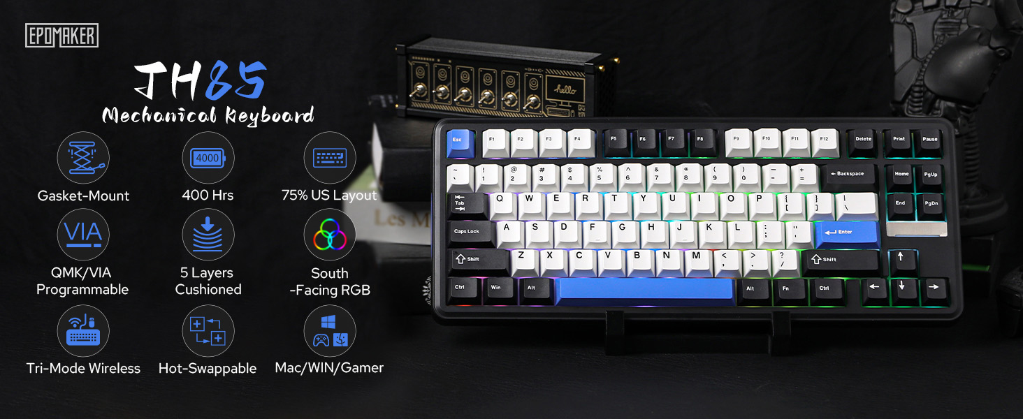 Amazon.com: EPOMAKER TH85 QMK/VIA Wireless Gaming Keyboard, BT5.0