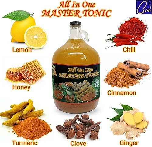 Miniatura 2 de AIO 128oz Todo en Uno Master Tonic Jugo con canela, clavo, vinagre de manzana, limón, jengibre, cúrcuma, pimienta de cayena, miel