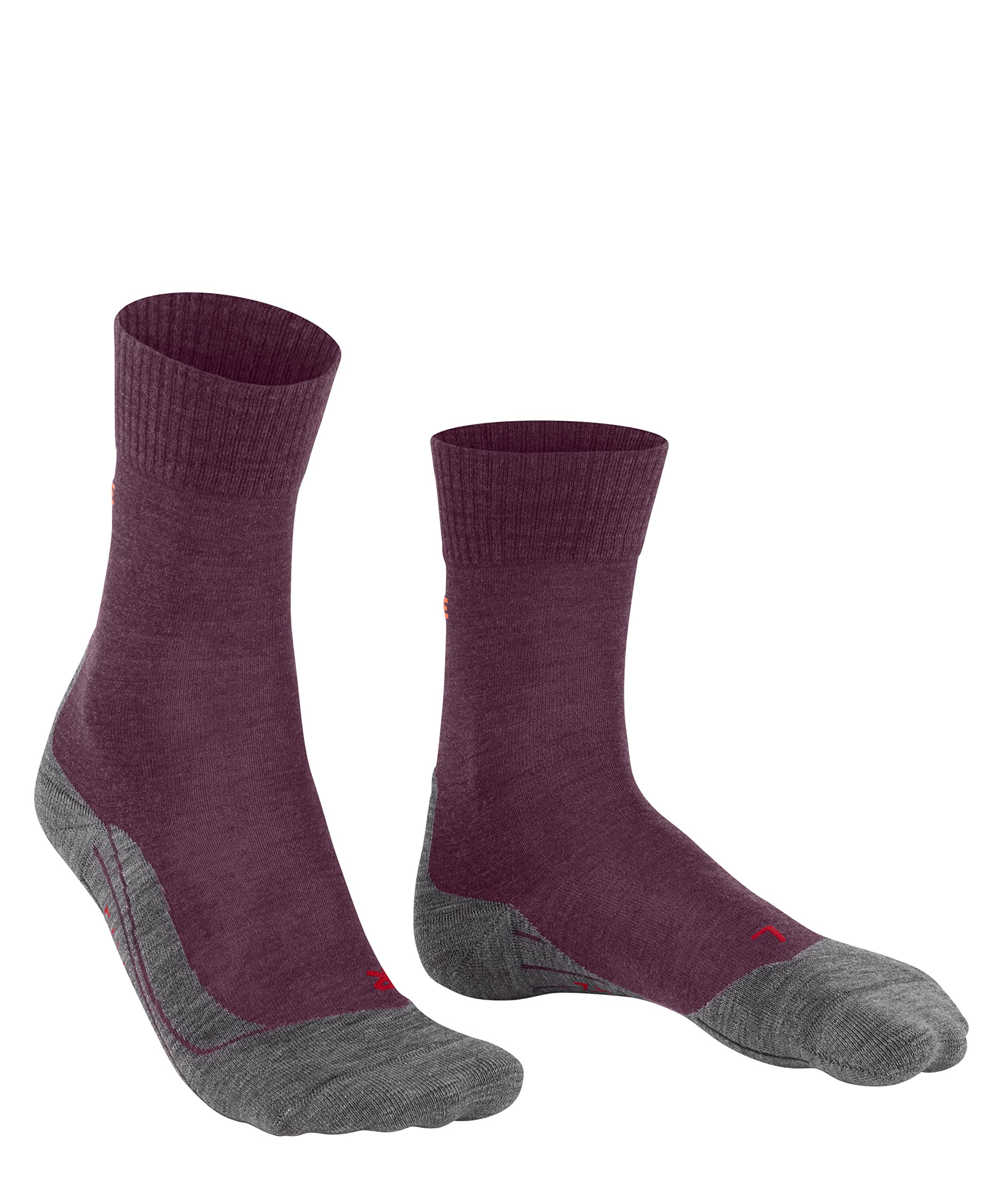 FALKE Kobiety Skarpety do wędrówek TK5 Wander W So Wełna przeciw pęcherzom cienkie 1 Para, Czerwony Grape Wine 8213, 37-38