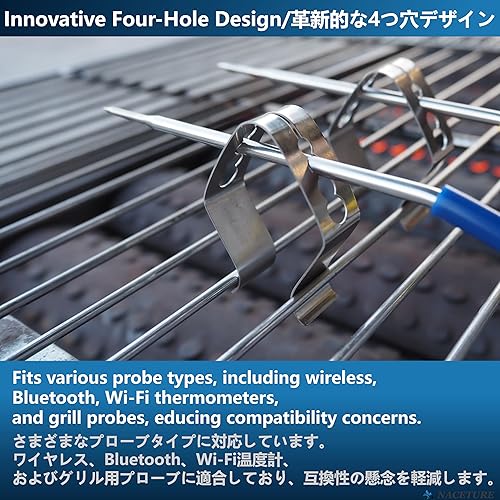 Miniatura 2 de Paquete de 6 clips para sonda de temperatura, con cuatro agujeros, para sonda universal, funciona para termómetro inalámbrico de carne, Bluetooth,