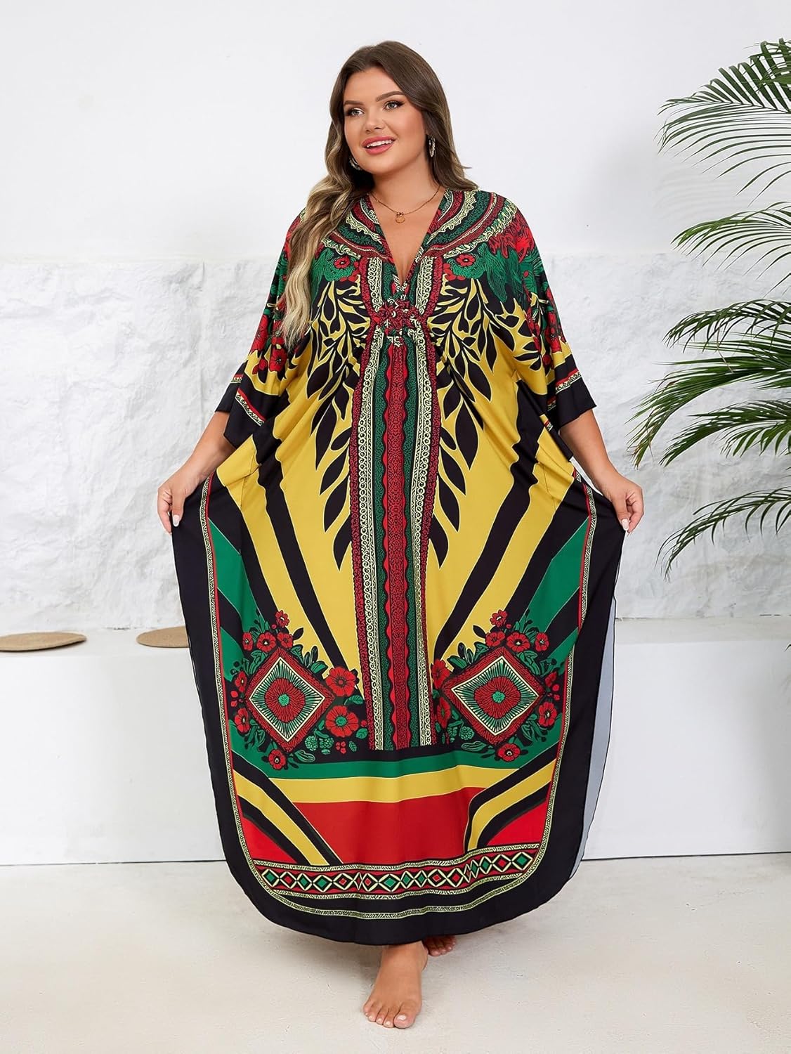 Kaftan Dress for Women - Plus Size Caftan Maxi Beach Dress Moo Moos Loungewear, Swimsuit Cover Up for Beach, Pool or Vacation - Image 6