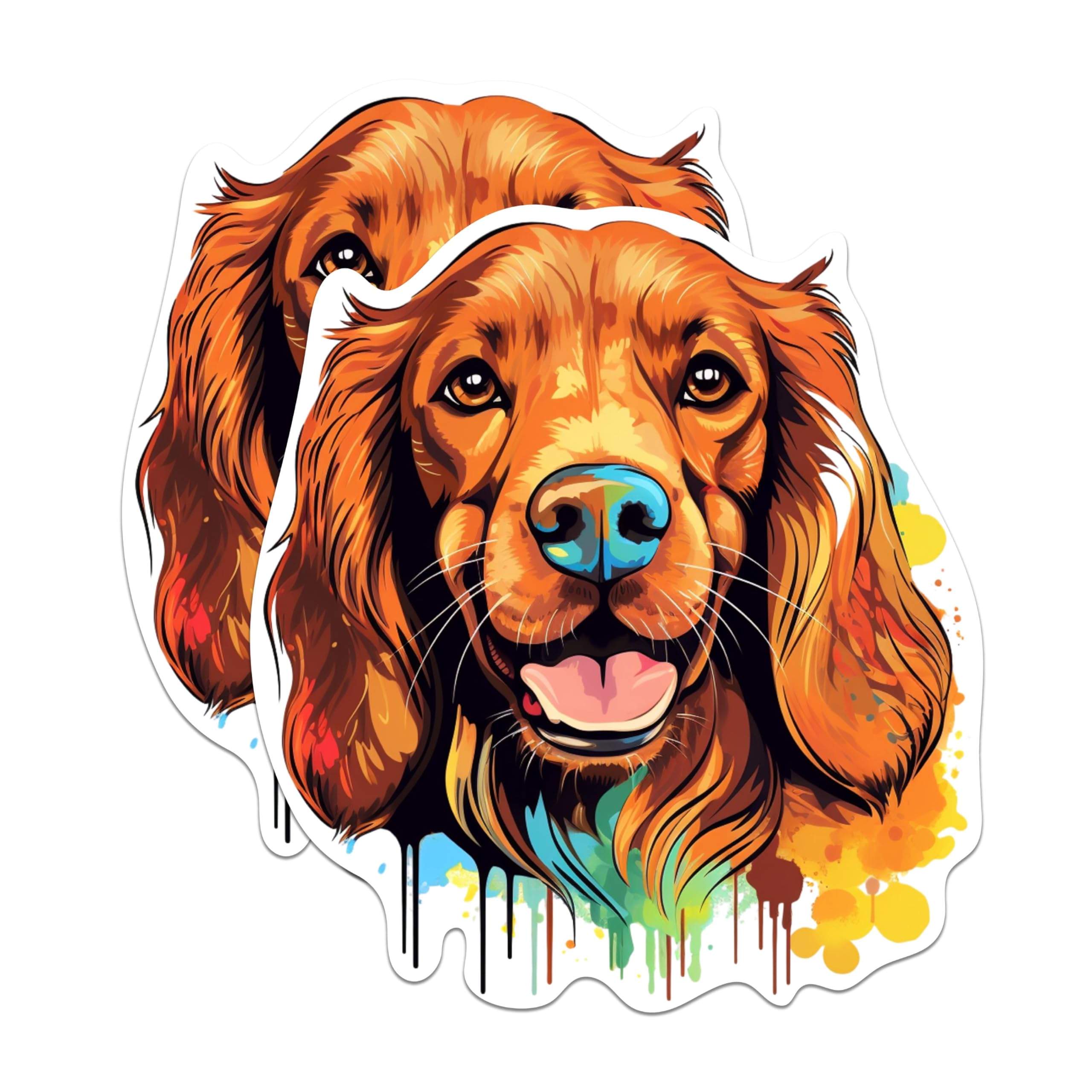 (2 Pack) Irish Setter Dog Breed Stickers - 5 Inches On Longest Side - Choose from Over 100 Dog Breeds - for Cars, Trucks, Skateboards, Laptops - Made in USA - BMCS1878