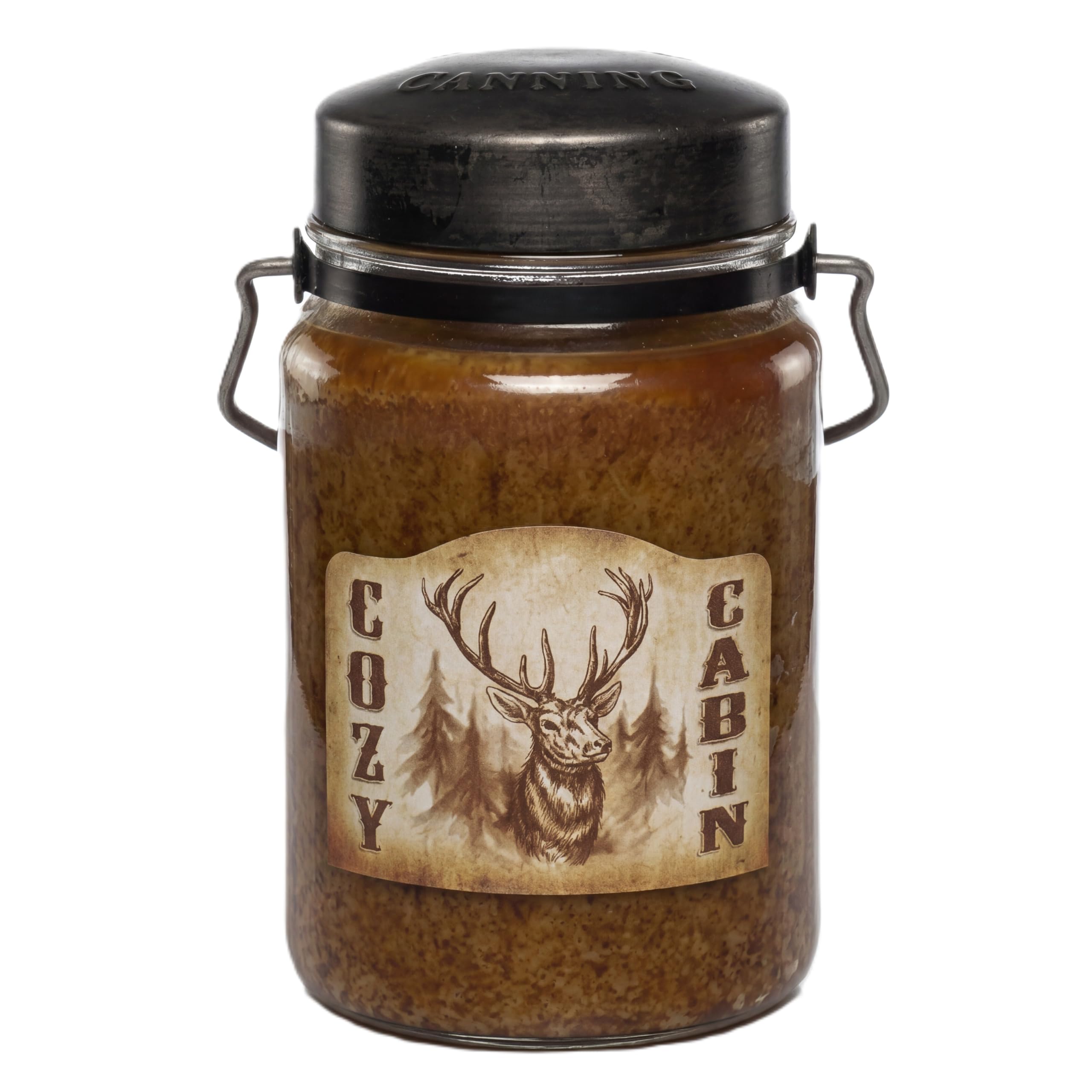 McCall’s Candles | Cozy Cabin | 26 oz Scented Candle | USA-Poured | Vintage Rustic Jar with Carrying Handle | Cedar, Cinnamon &amp; Winter Spice Fragrance