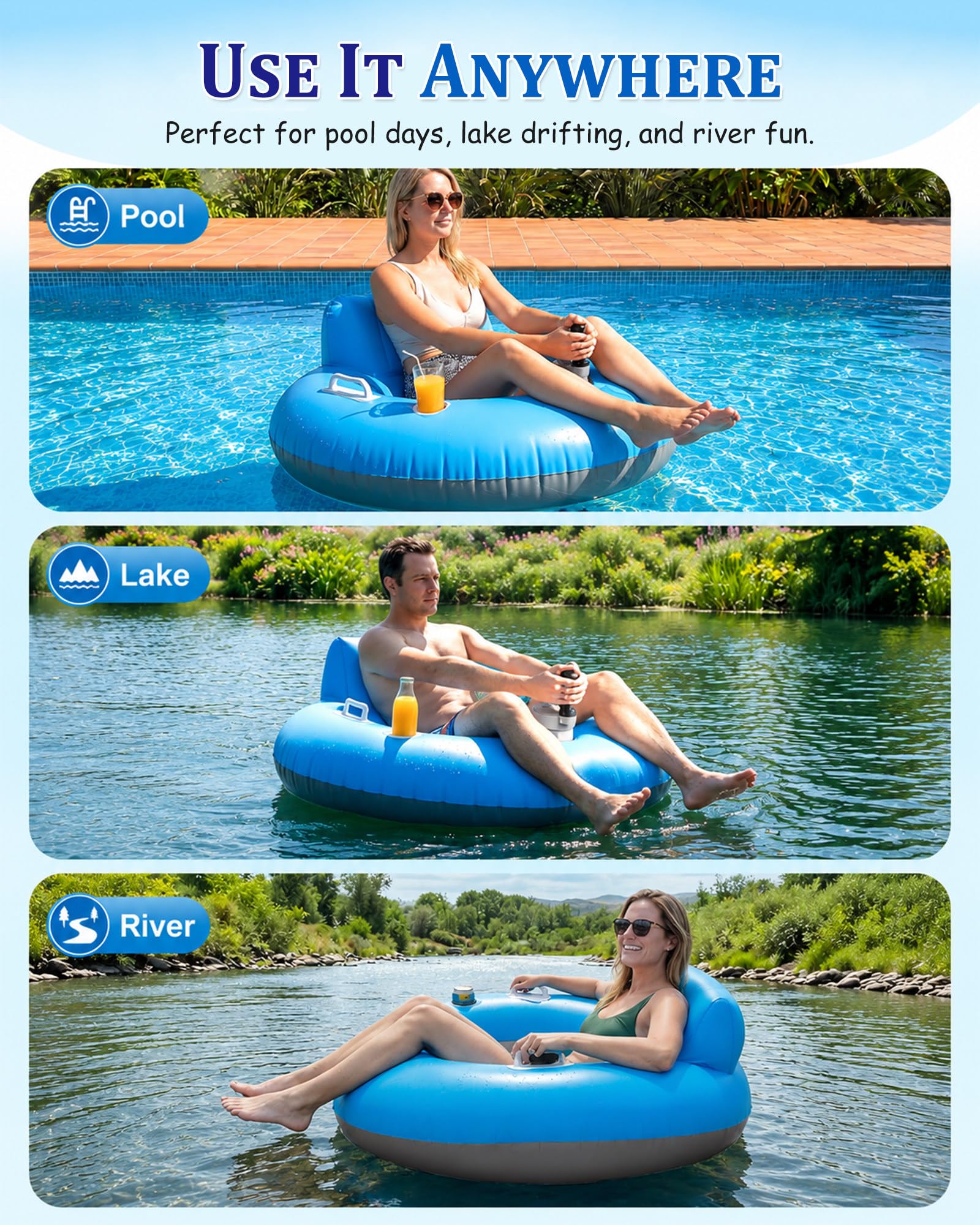 Tube Runner Électrique, Flotteur de Piscine Motorisé,Radeau Chaise Flottant