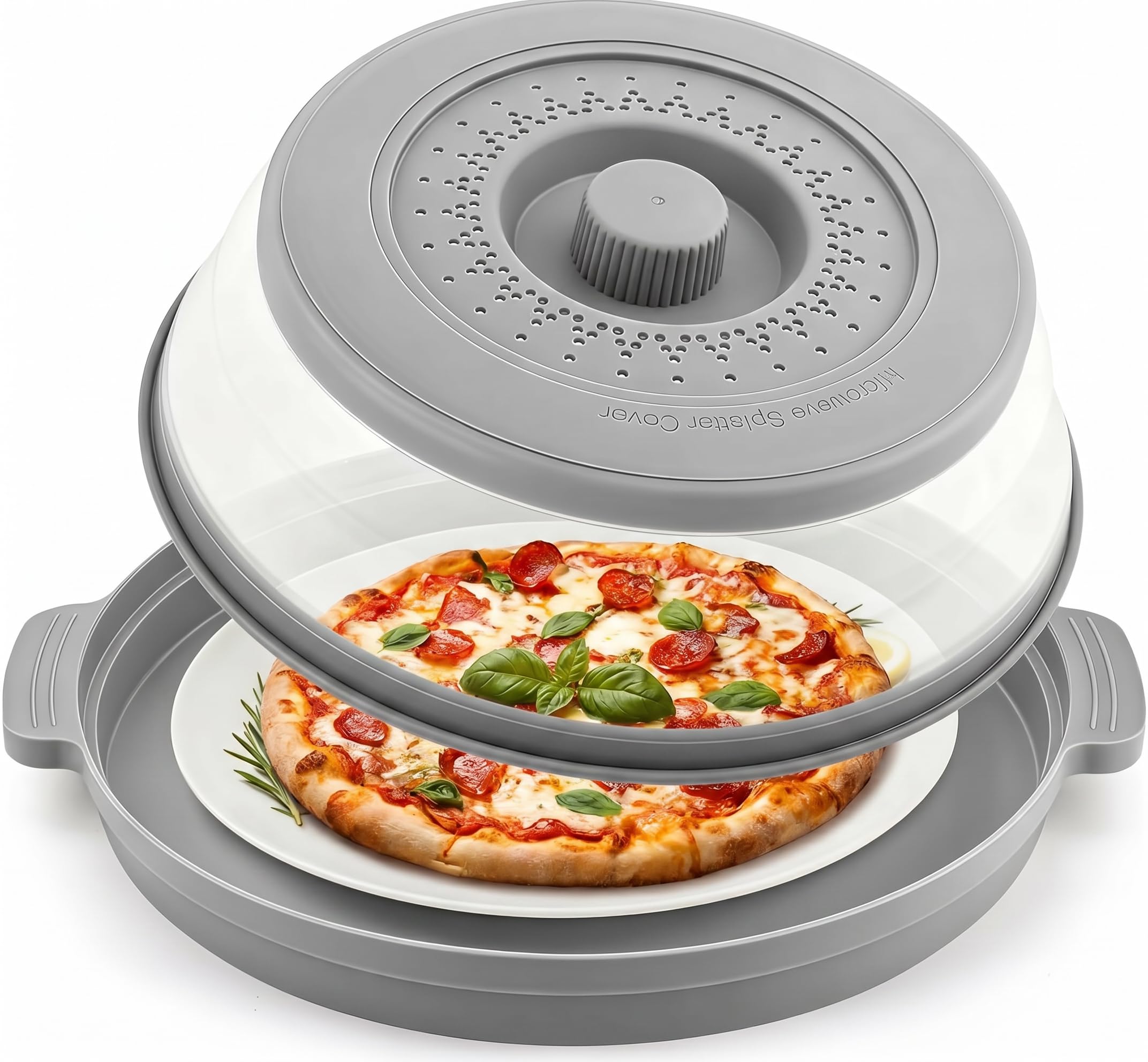 2 in 1 Microwave Cover for Food, 10.2 Inch Silicone Microwave Plate Cover