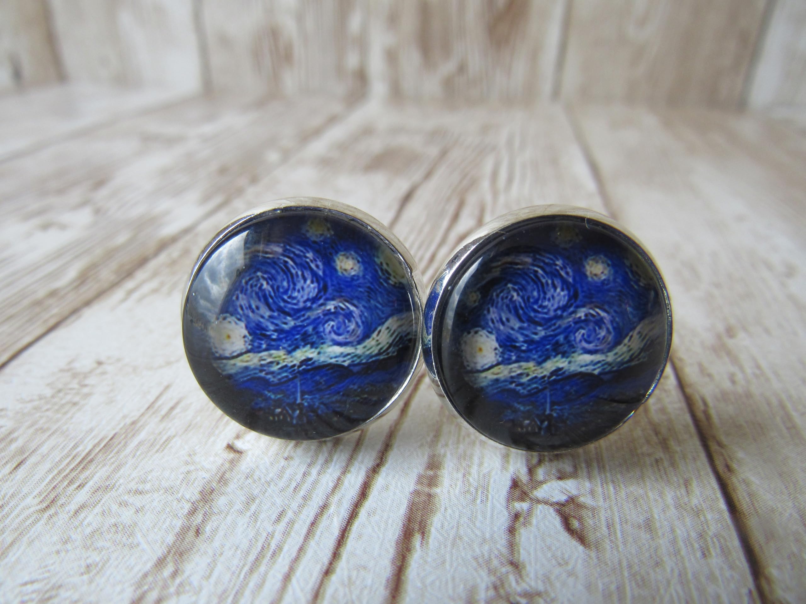 Starry Night Sky Cufflinks Artist Cuff Links Famous Painting Wedding CL23