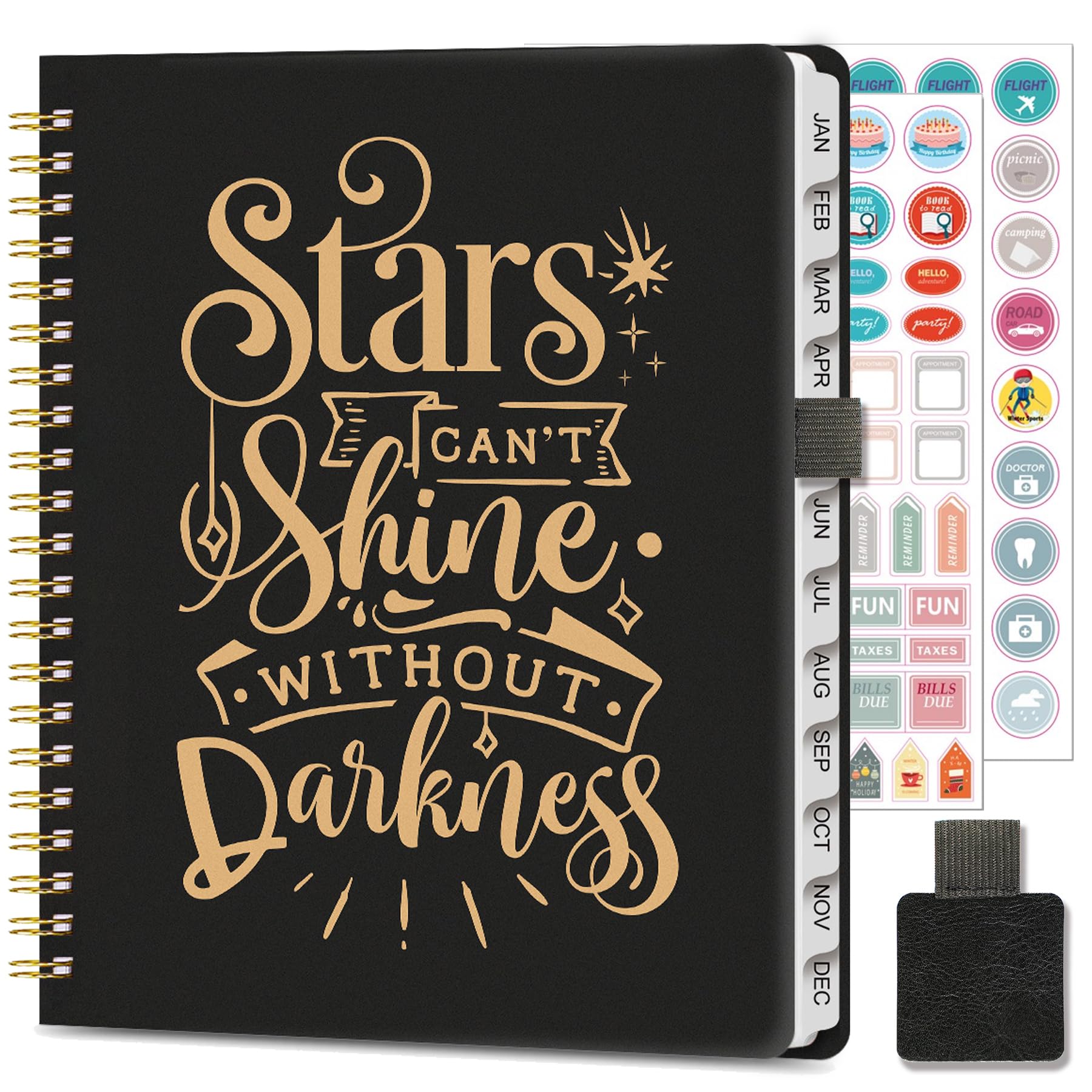 NEYSA Academic Diary 2026 Week to View A4 - January-December 2026 (12 Months) Appointment Book, Teacher Planner with Self-adhesive pen loop, Planner Stickers - 11.5 x 8.8 ‘’ (C-black)