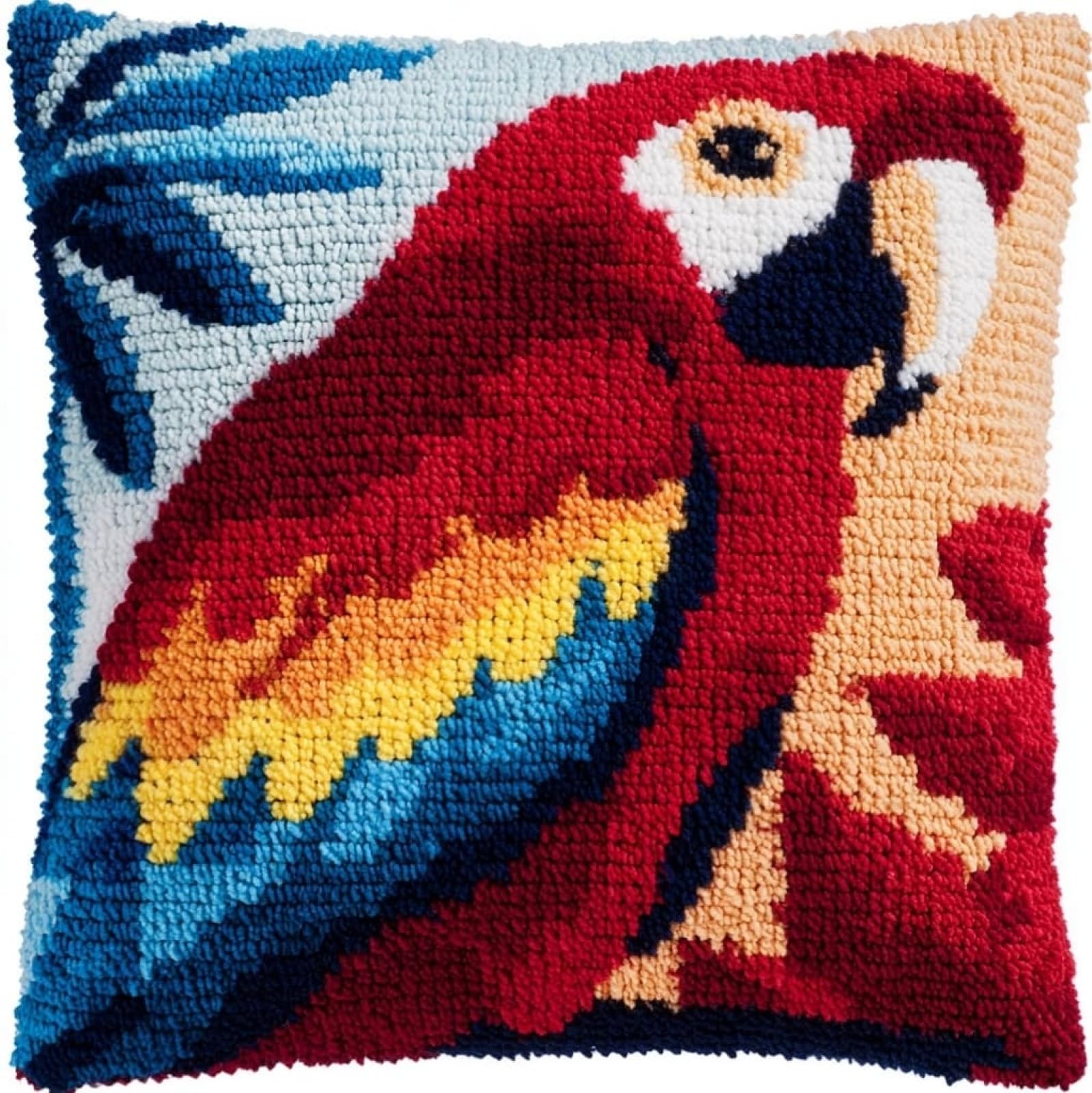Axiangzik Diy Latch Hook Pillow Kits For Adults,Parrot Printed Pillowcase Crochet Yarns Hooking Handmade Pillow Cover Cushion For Home Sofa Decoration 17X17inch