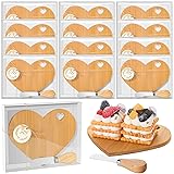 Maxcheck 12 Set Heart Shaped Charcuterie Boards Bulk Bridal Shower Favors Gift 7 x 5 Inch Mini Cheese Board with Knives Thank You Tag for Guest Birthday Bridal Wedding Baby Shower Prize (Bamboo Color) Bamboo Color 12