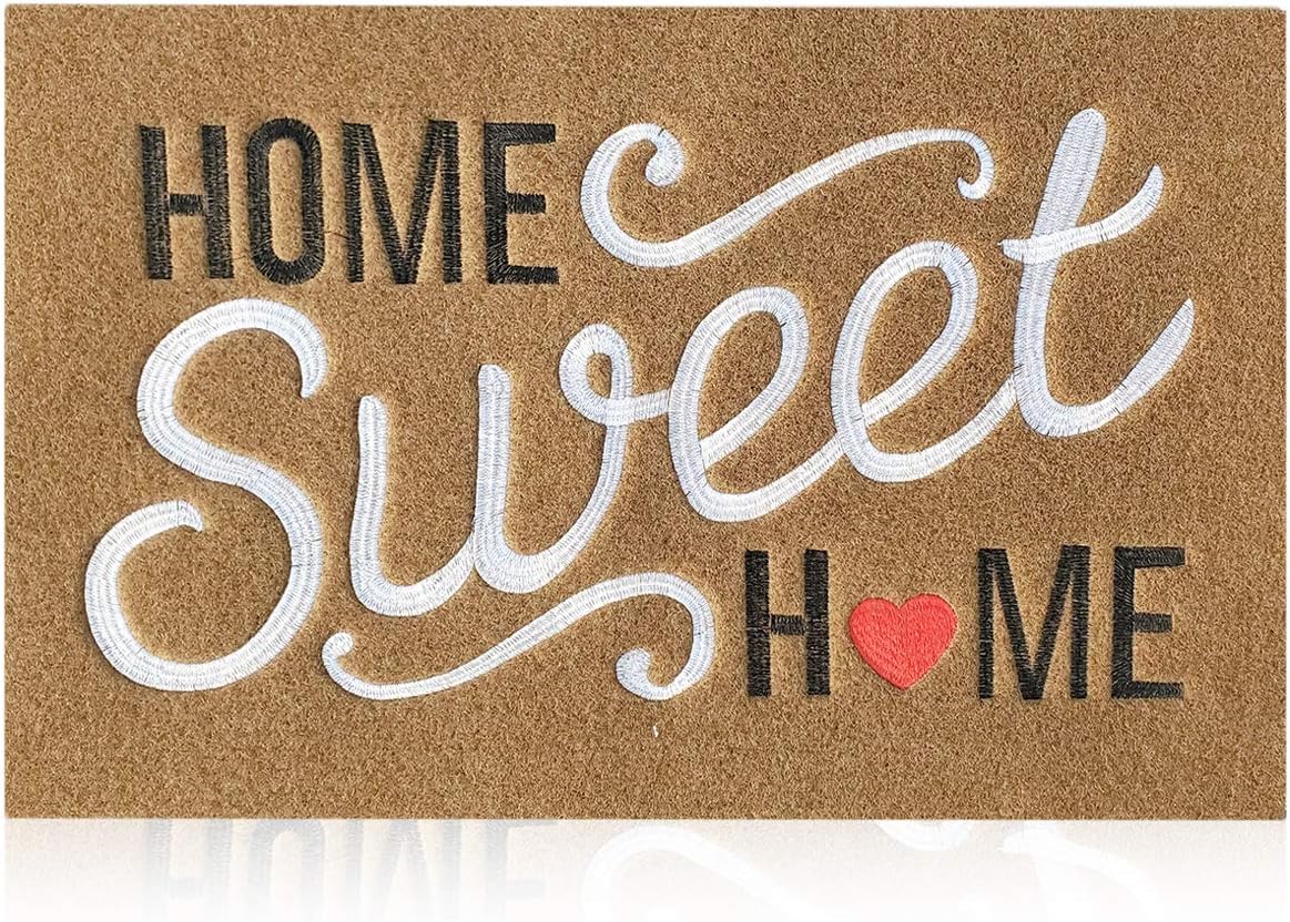 AAZZKANG Brown Doormat Outdoor Indoor Home Sweet Home Welcome Mat with Non Slip Rubber Backing Easy to Clean Outside Inside Front Entrance Mats