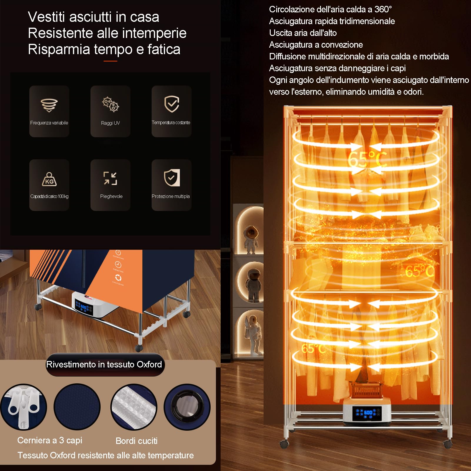 Asciugatrice portatile per bucato 2200W Asciugatrice Elettrica 20kg capacità Risparmio Energetico (Anione) Abbigliamento Heater 240min Timer Digitale,per Tutti I Vestiti di Quattro Stagioni