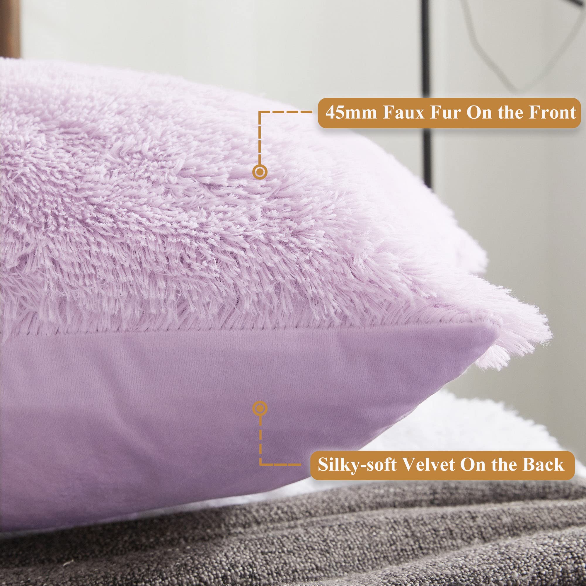 XeGe Long Fluffy Bolster Pillowcase, Faux Fur Body Pillow Cover with Zipper Closure - Image 4