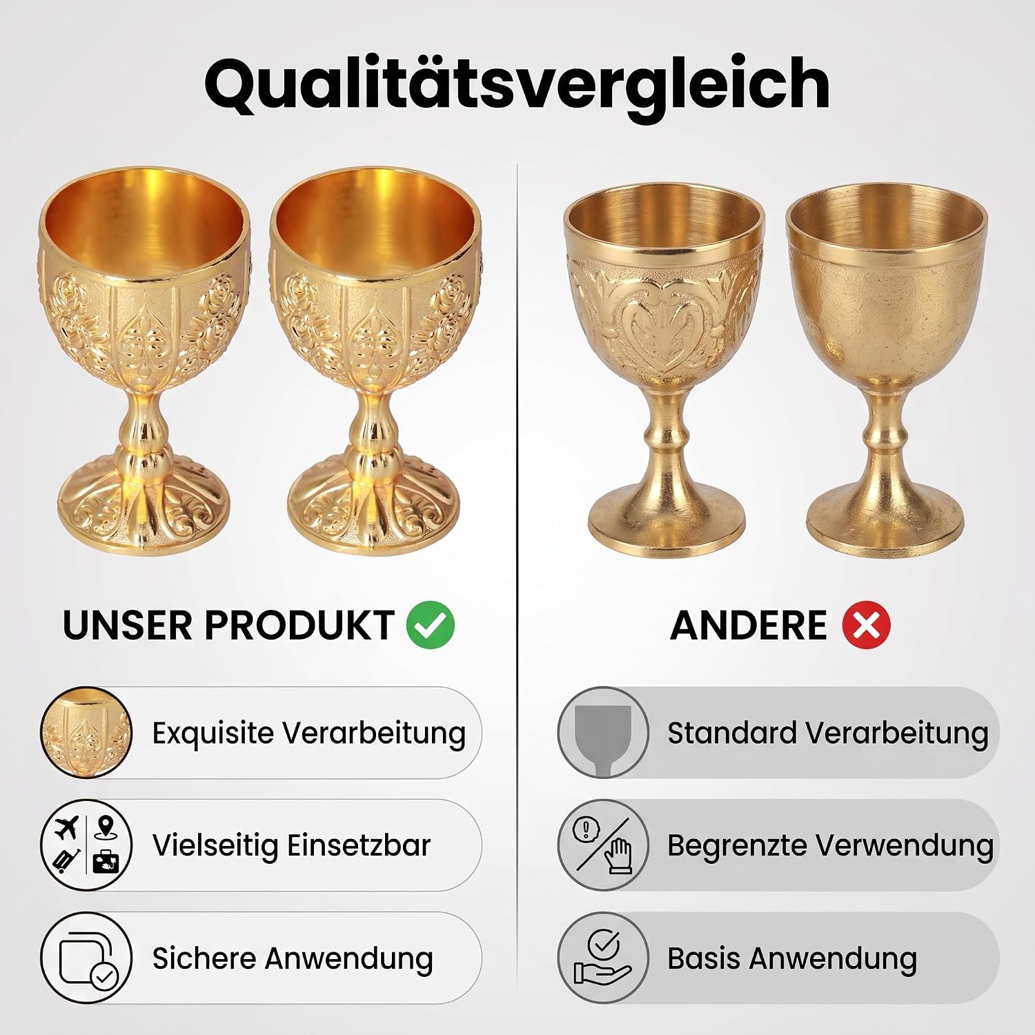 Vintage Gold Goblet, 2Pcs European High Grade Golden Goblet Retro Ornaments for Traveling Decoration Home Collection (Pumpkin Gold)
