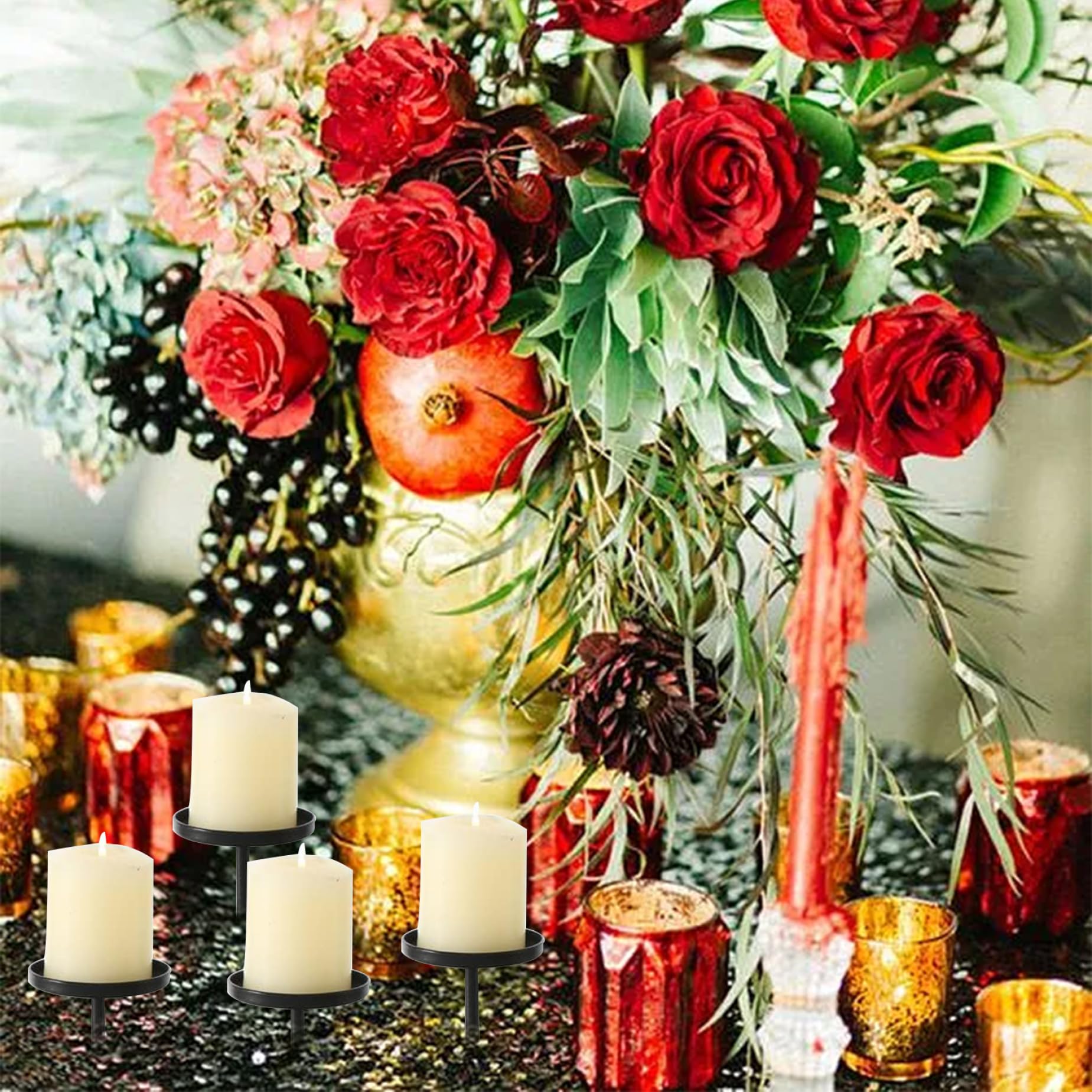 Amazon.co.jp: アドベントリースキャンドルホルダー 4個 3インチ