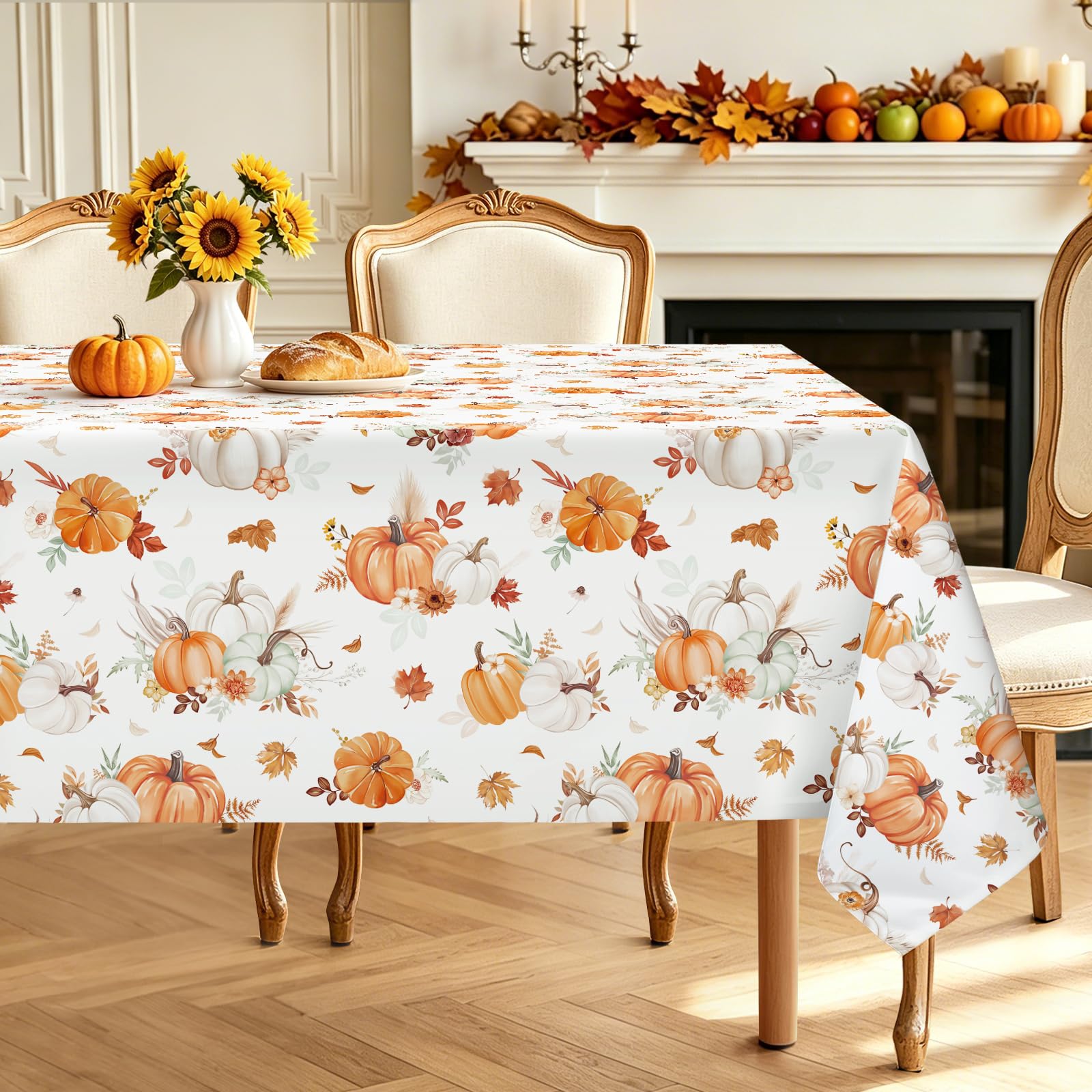 hometrixx Fall Maple Leaf Pumpkin Rectangle Table Cloth Cover 140x220cm