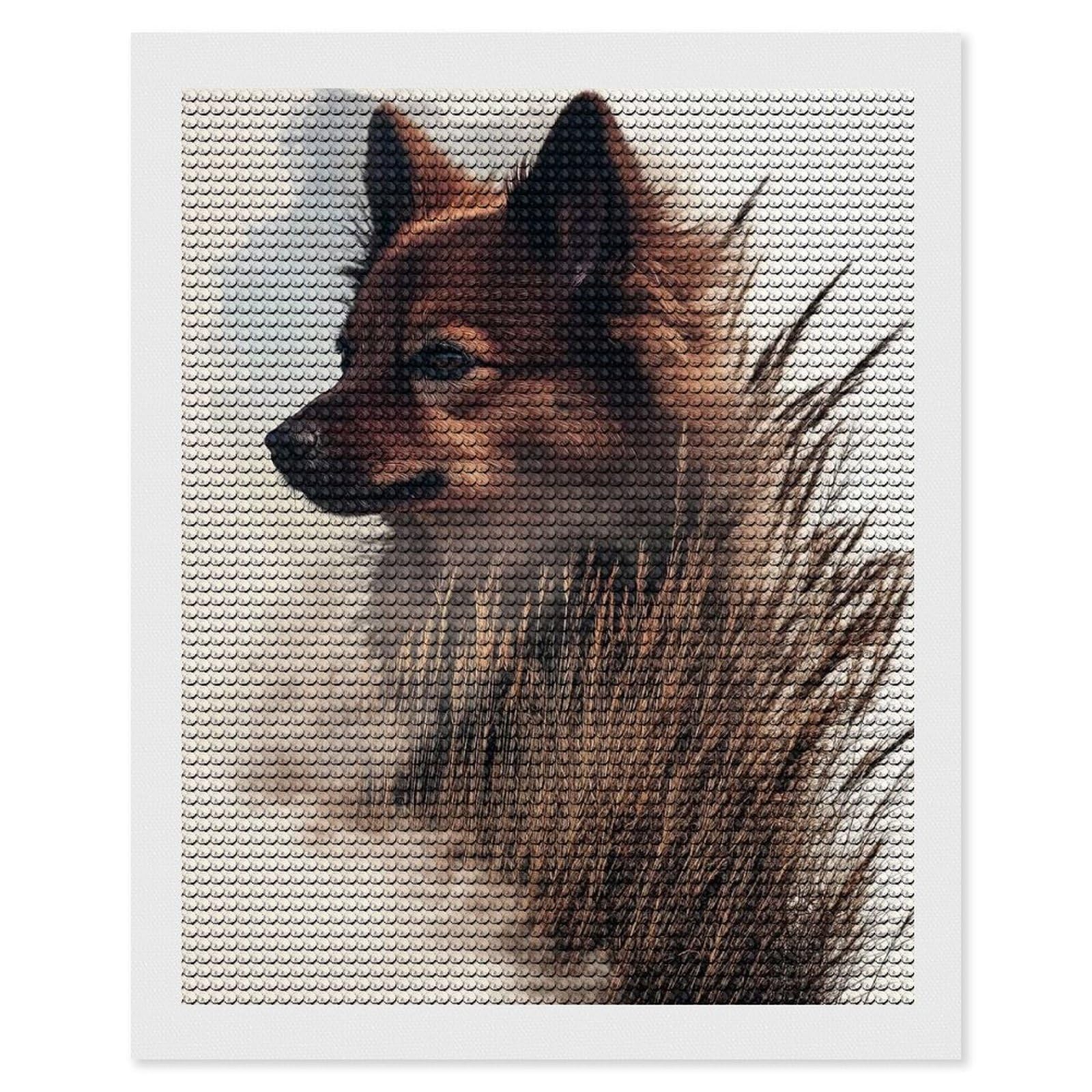 Junmoney Wolf in The Grass Diamond Painting Set 16"x20", Modern Decor, for Beginners, Printed Canvas, Thoughtful Handmade Gift, with Tool Kit