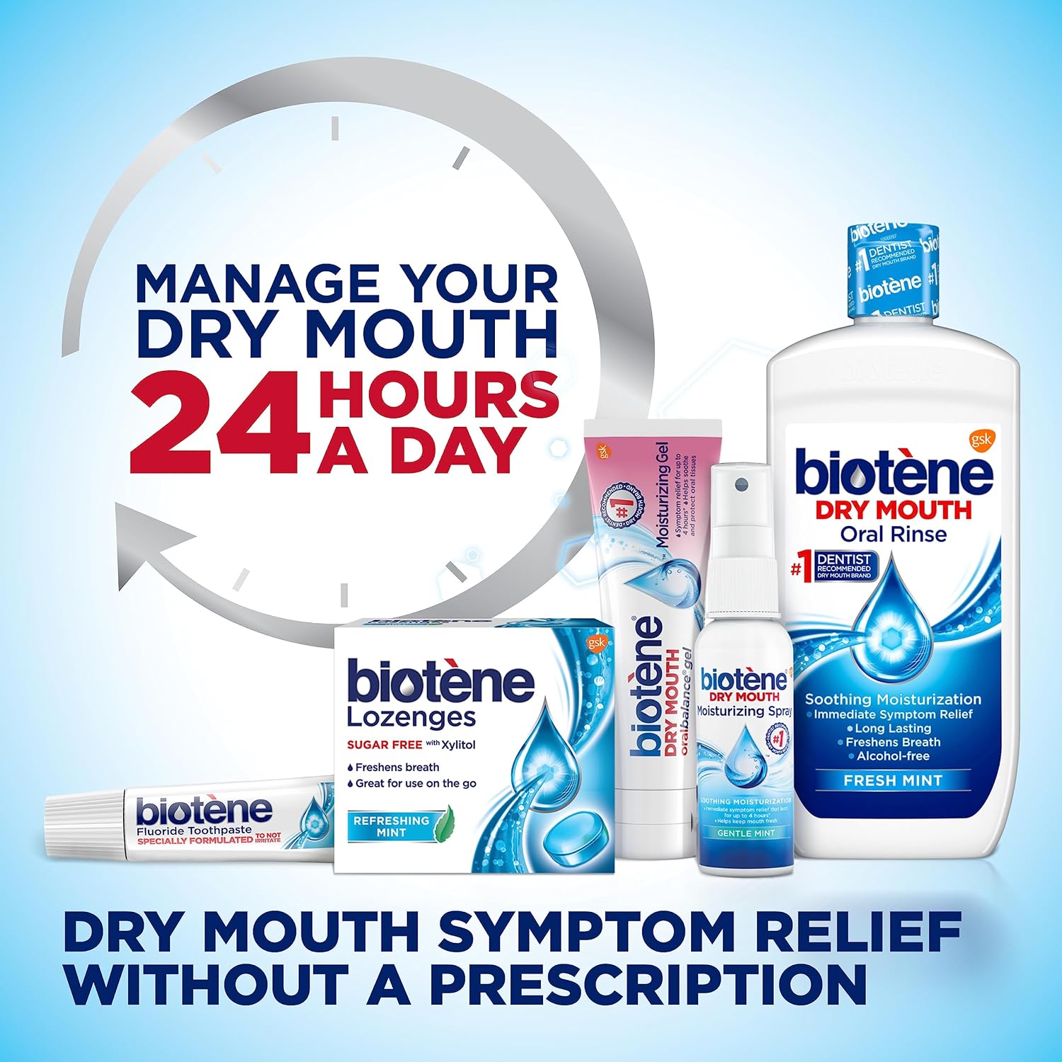 biotène Fluoride Toothpaste for Dry Mouth Symptoms, Bad Breath Treatment and Cavity Prevention, Fresh Mint - 4.3 oz (Pack of 2)